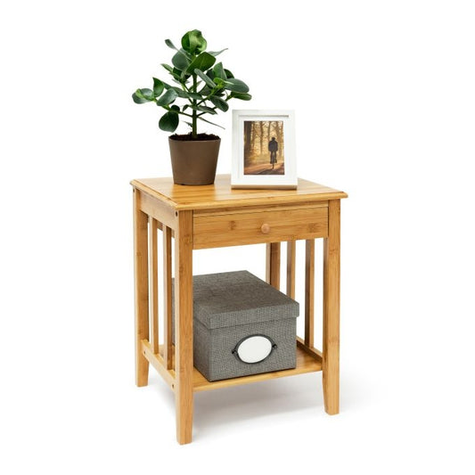 Bamboo Side Table with Drawer