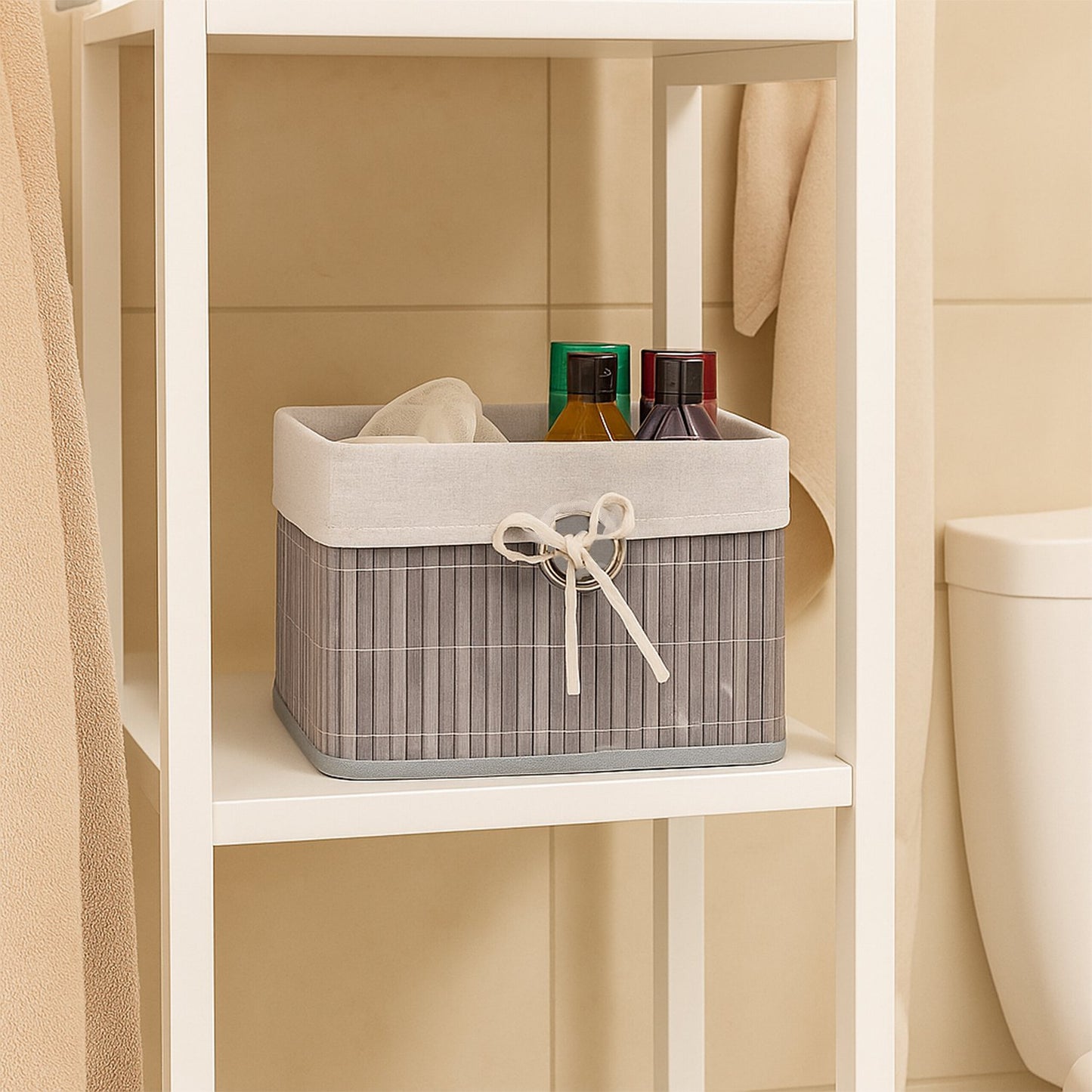 Bamboo Storage Basket Set with Fabric Lining
