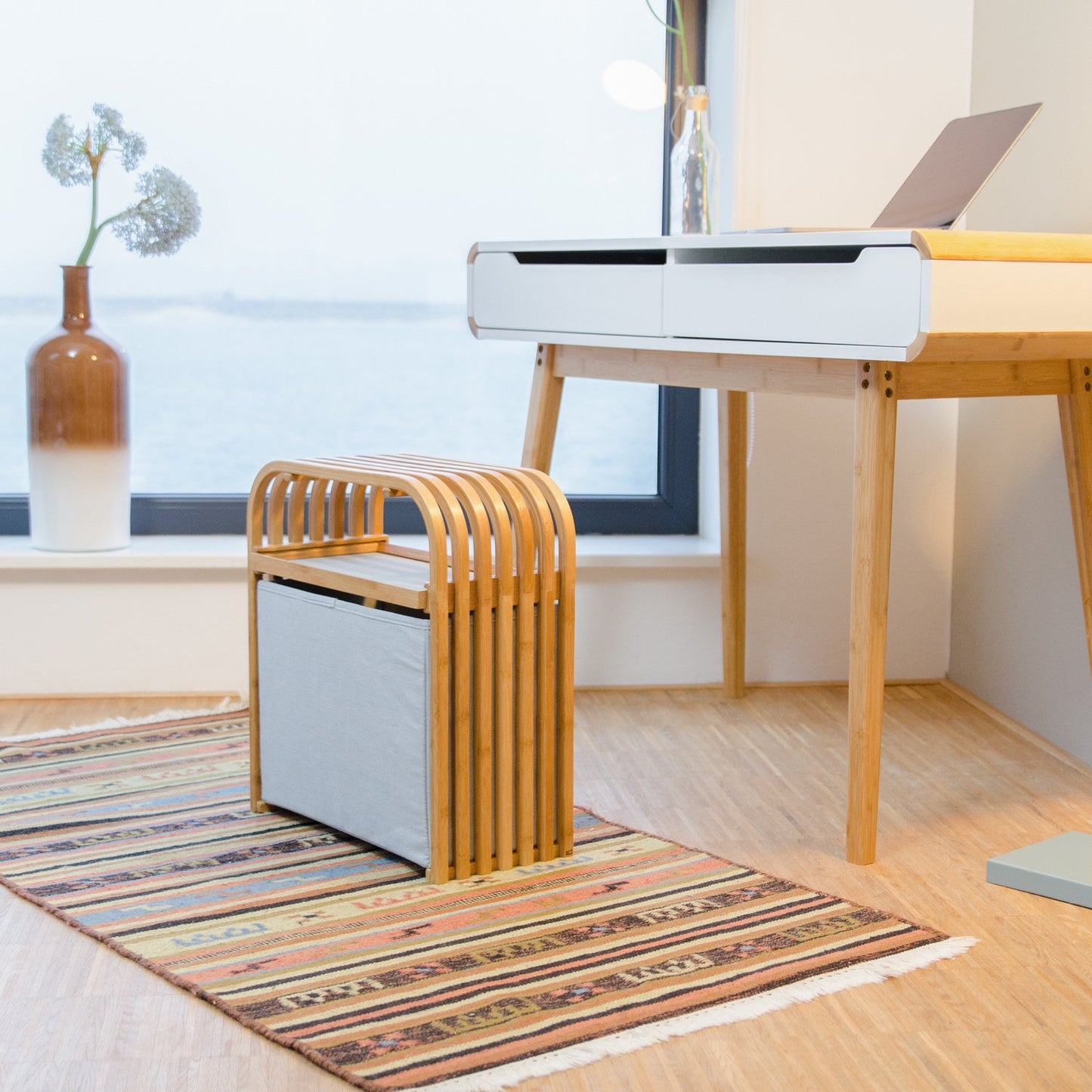 Bamboo Storage Ottoman