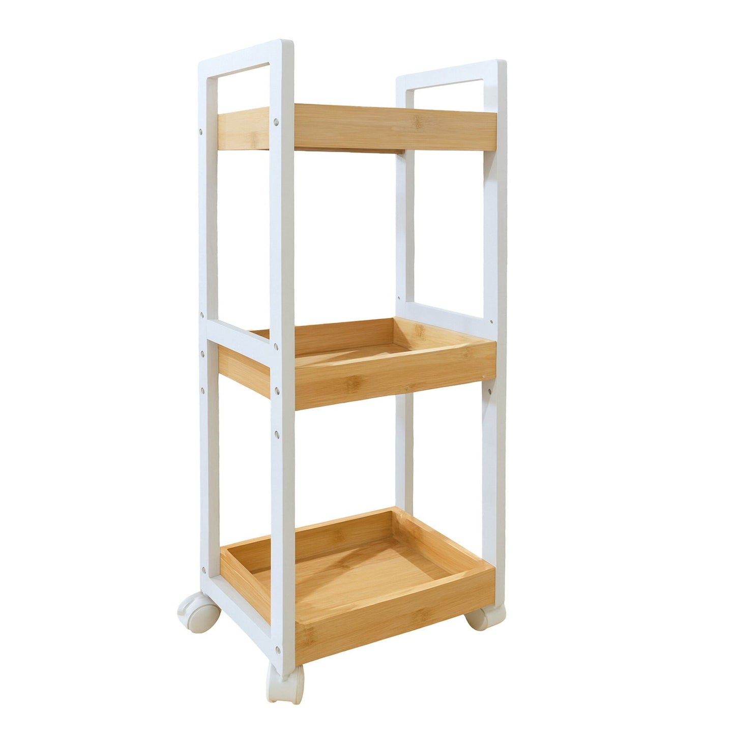 Bamboo Storage Trolley with 3 Adjustable Shelves