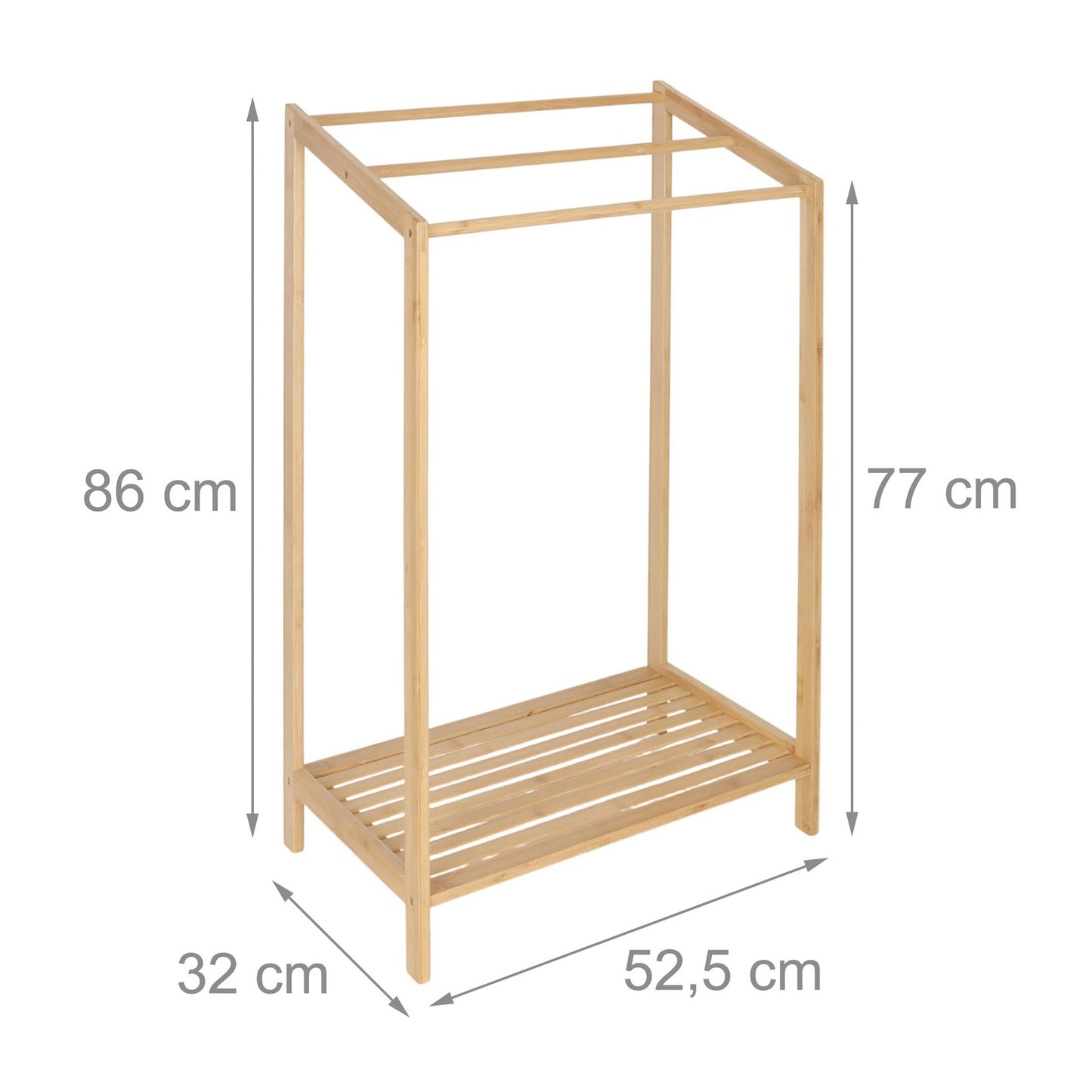 Bamboo Towel Rack with 3 Bars and Shelf