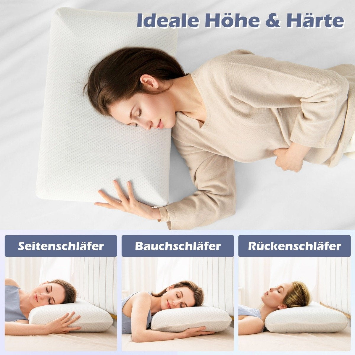 Bamboo activated carbon pillow set of 2 40 x 60 cm sleeping pillow for pain-relieving sleep white