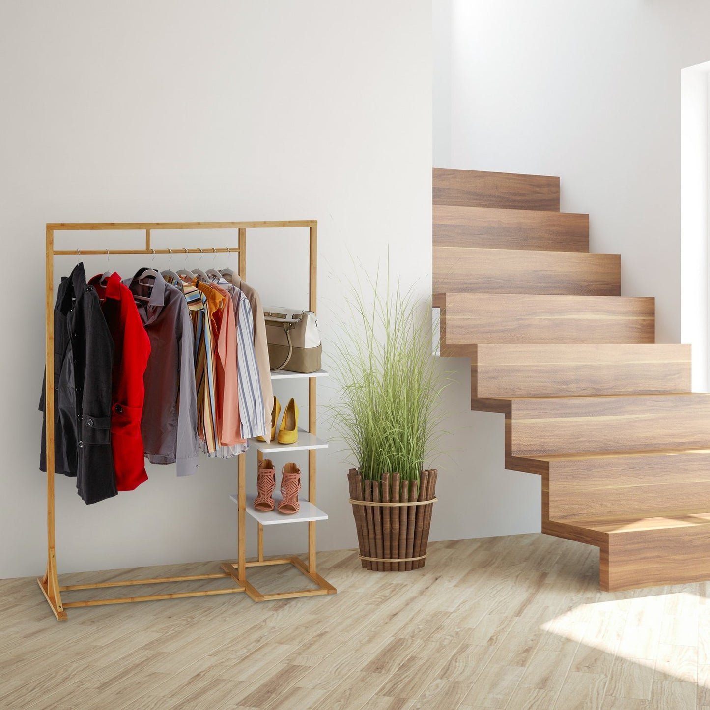 Bamboo and MDF Coat Rack