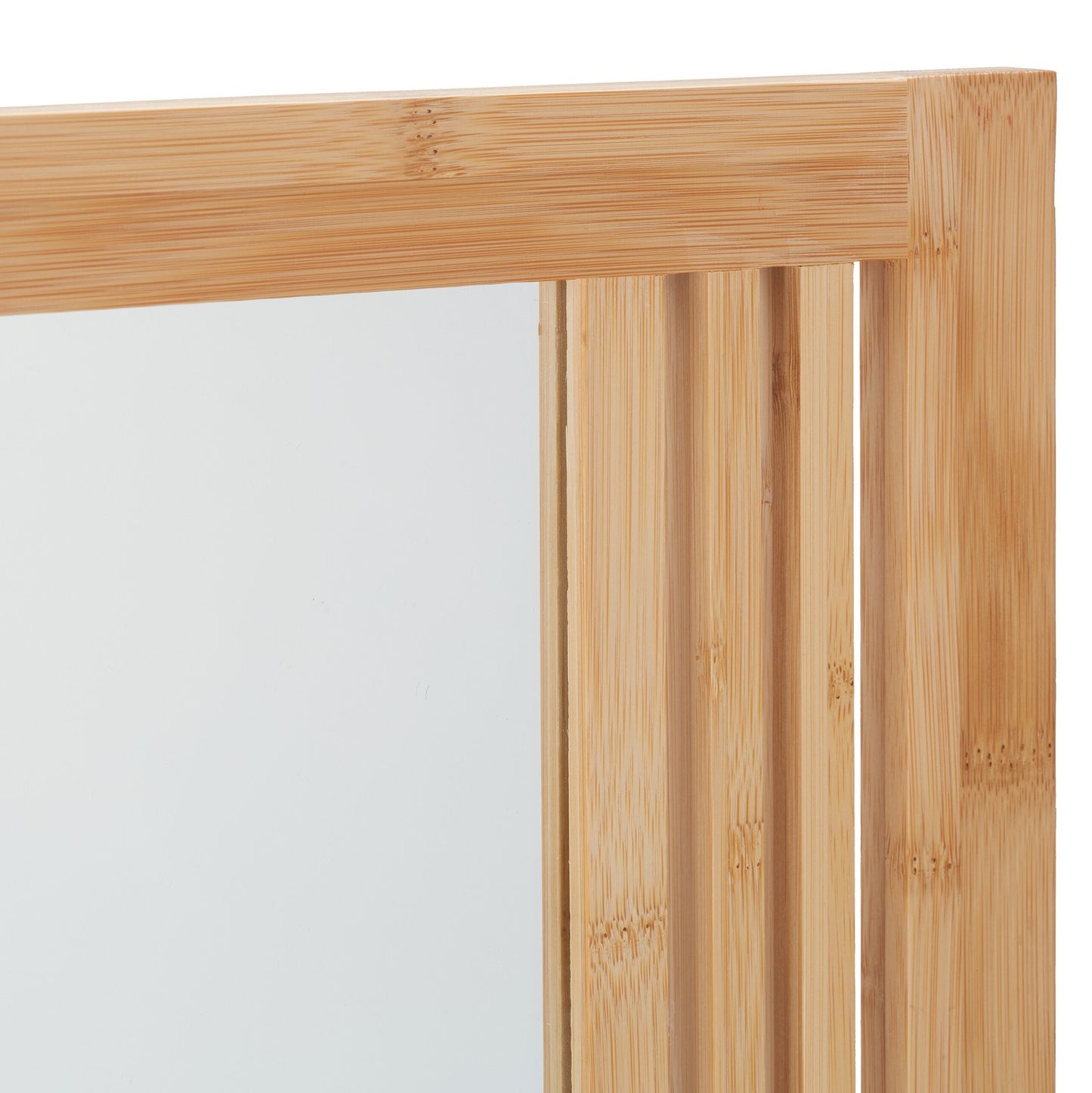Bamboo bathroom mirror with shelf