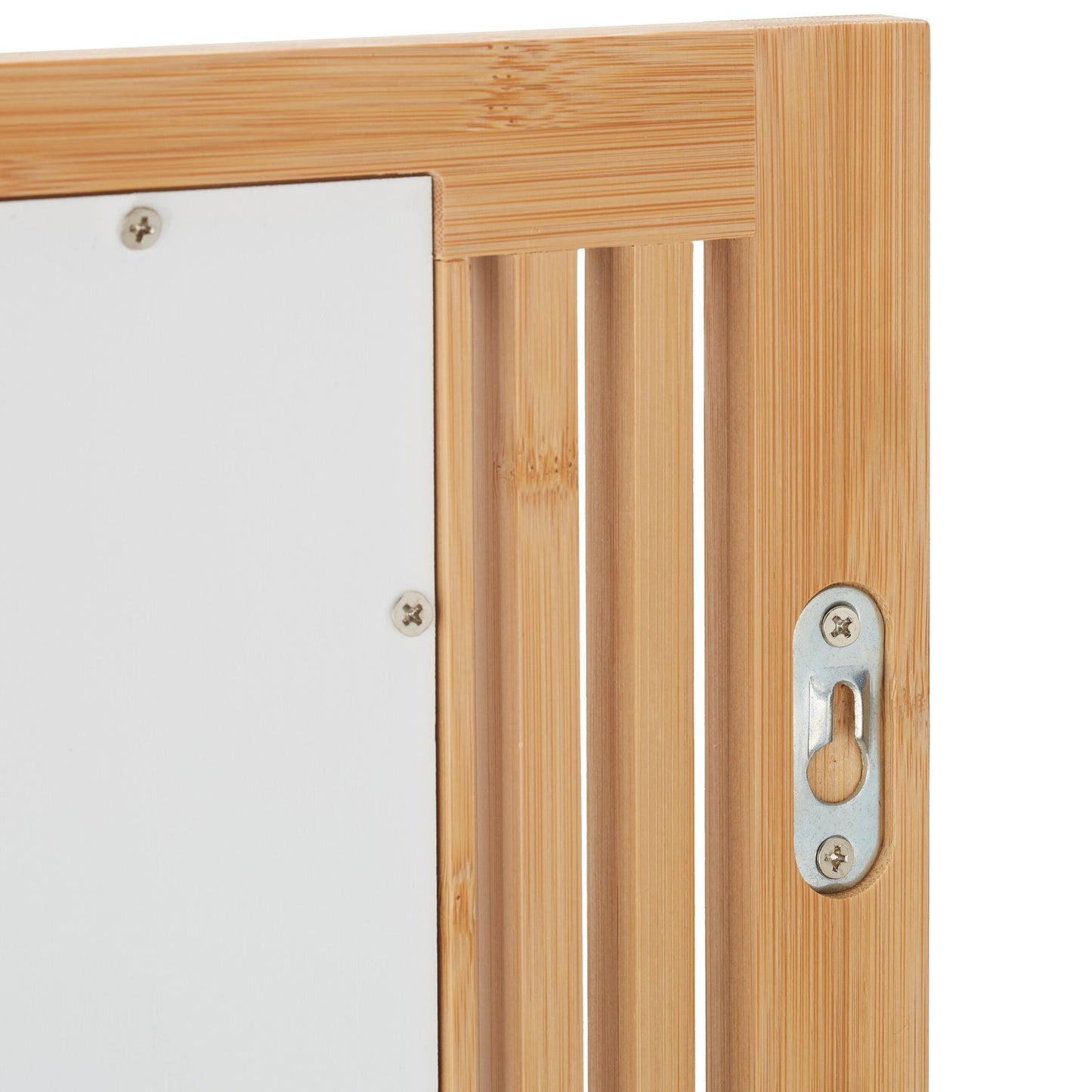 Bamboo bathroom mirror with shelf