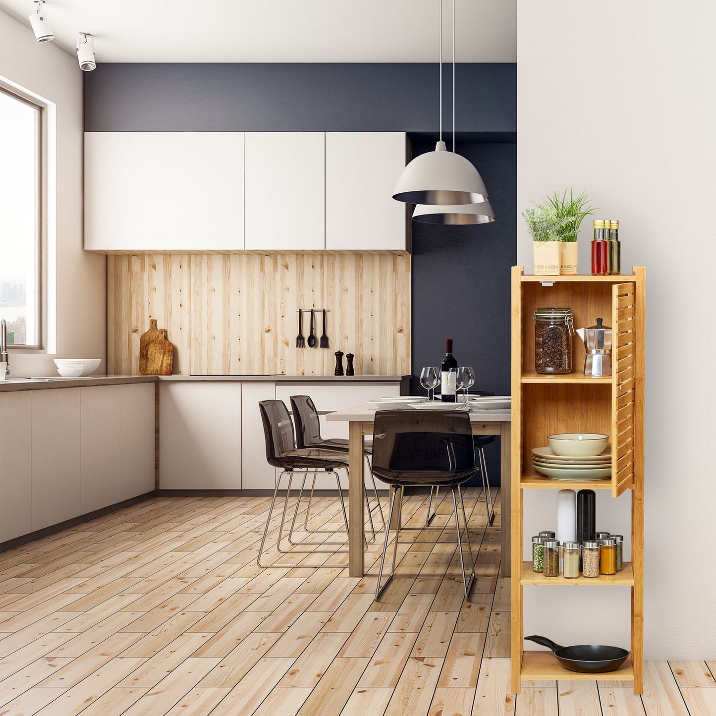 Bamboo bathroom shelf with 2 shelves
