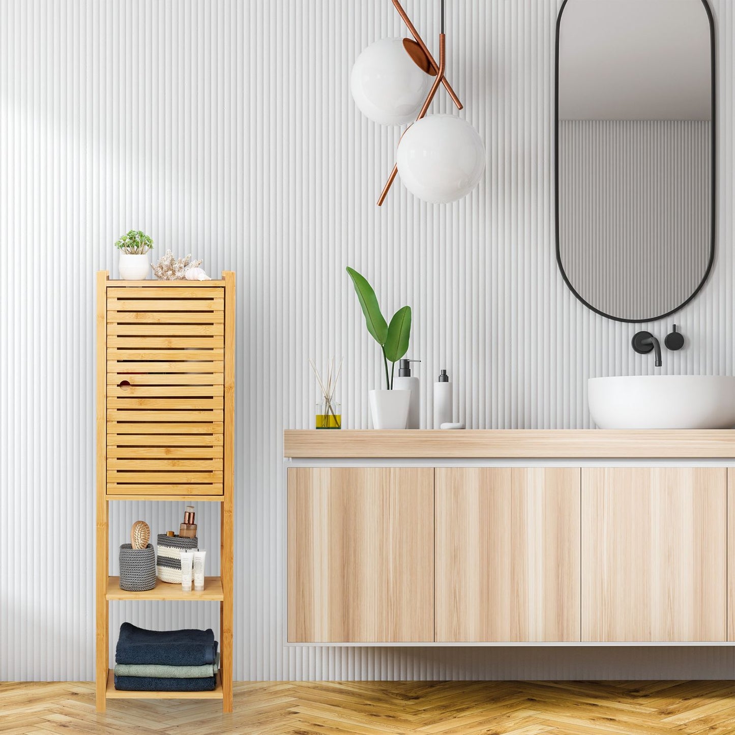 Bamboo bathroom shelf with 2 shelves