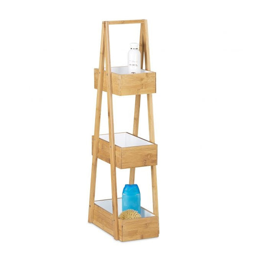 Bamboo bathroom shelf with 3 compartments