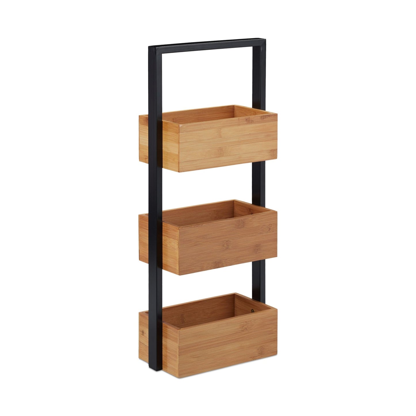 Bamboo bathroom shelf with 3 compartments