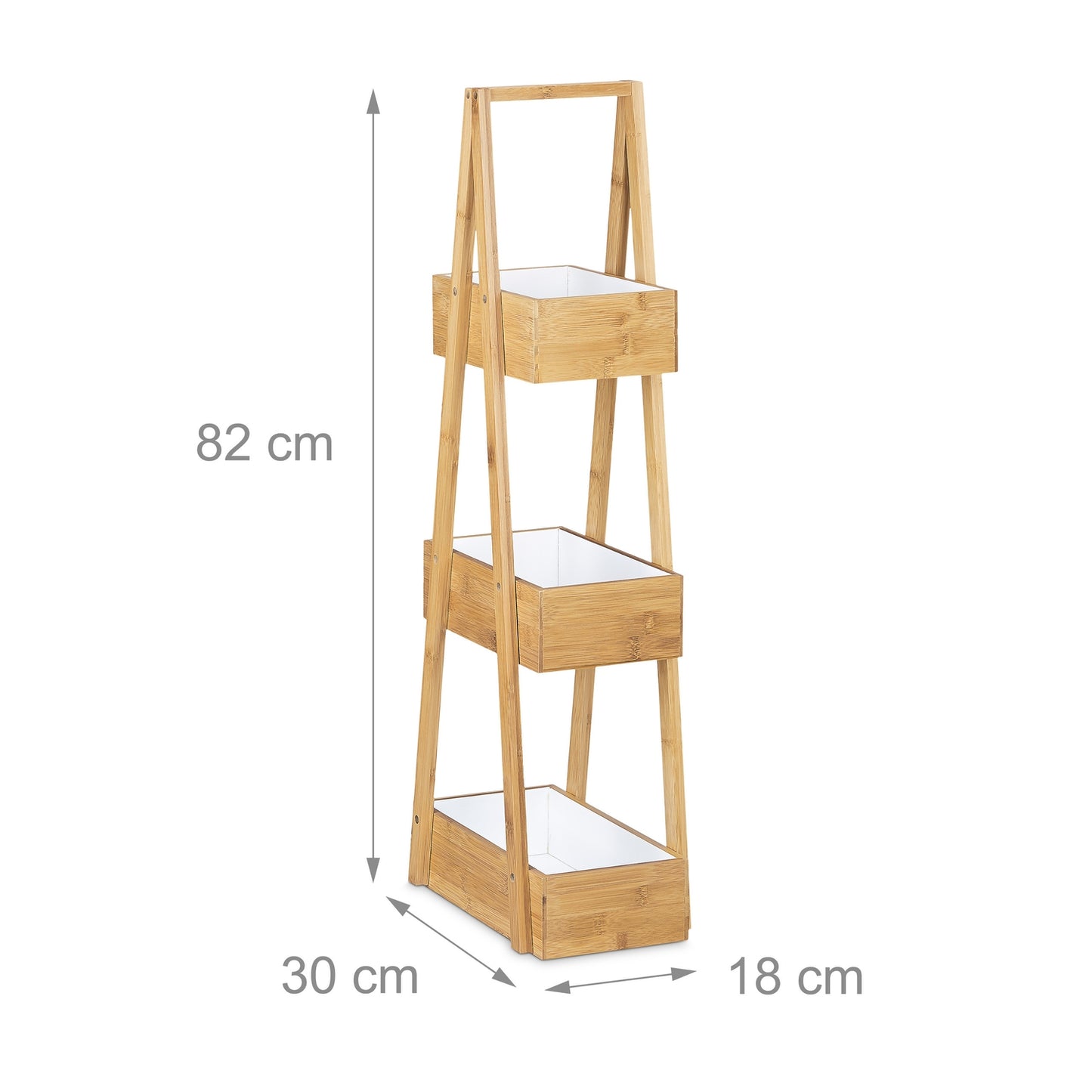 Bamboo bathroom shelf with 3 compartments