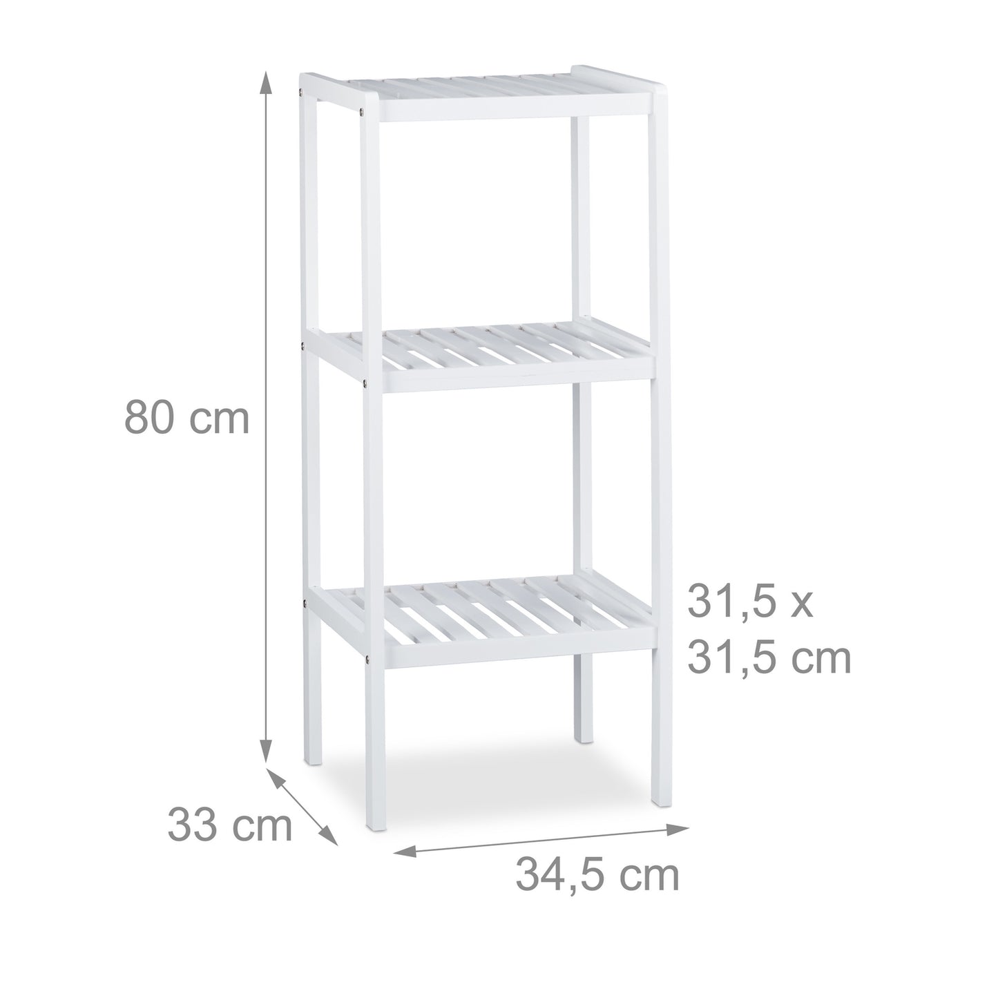 Bamboo bathroom shelf with 3 shelves