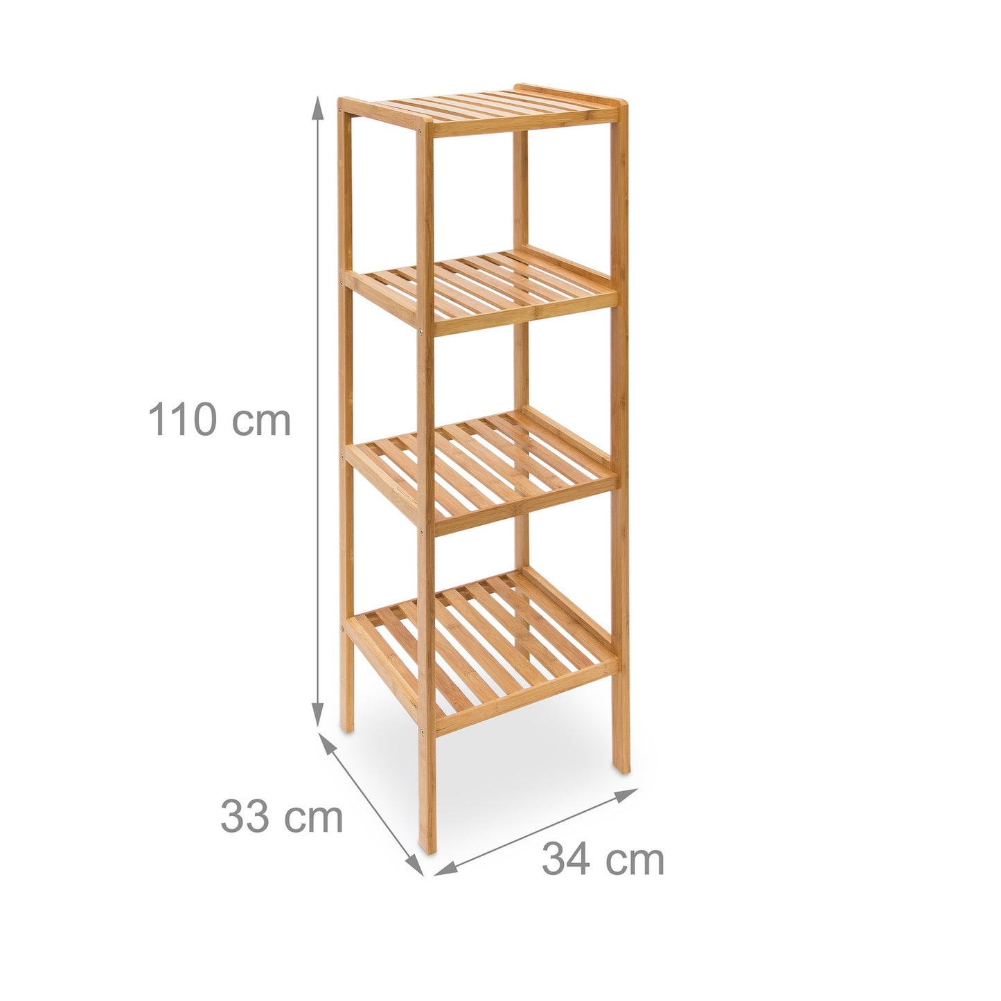 Bamboo bathroom shelf with 4 shelves