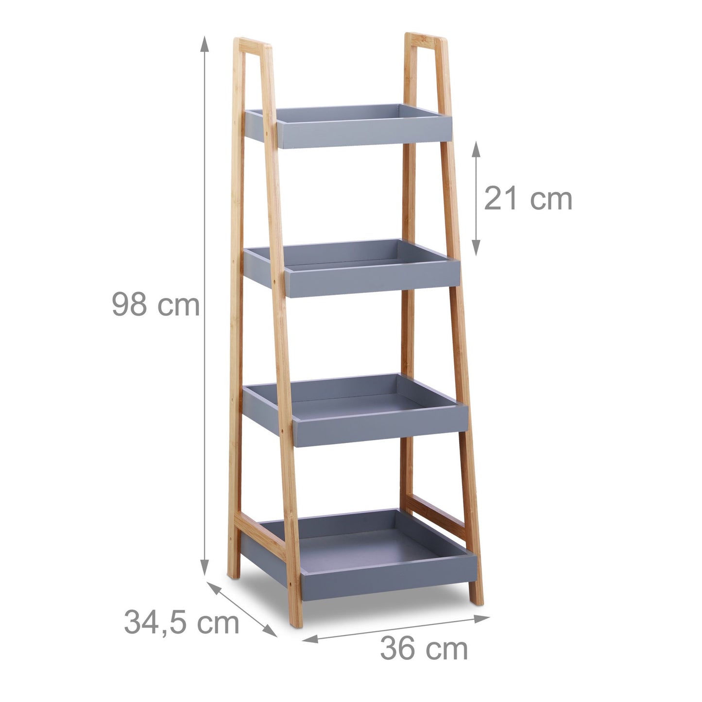 Bamboo bathroom shelf with 4 shelves