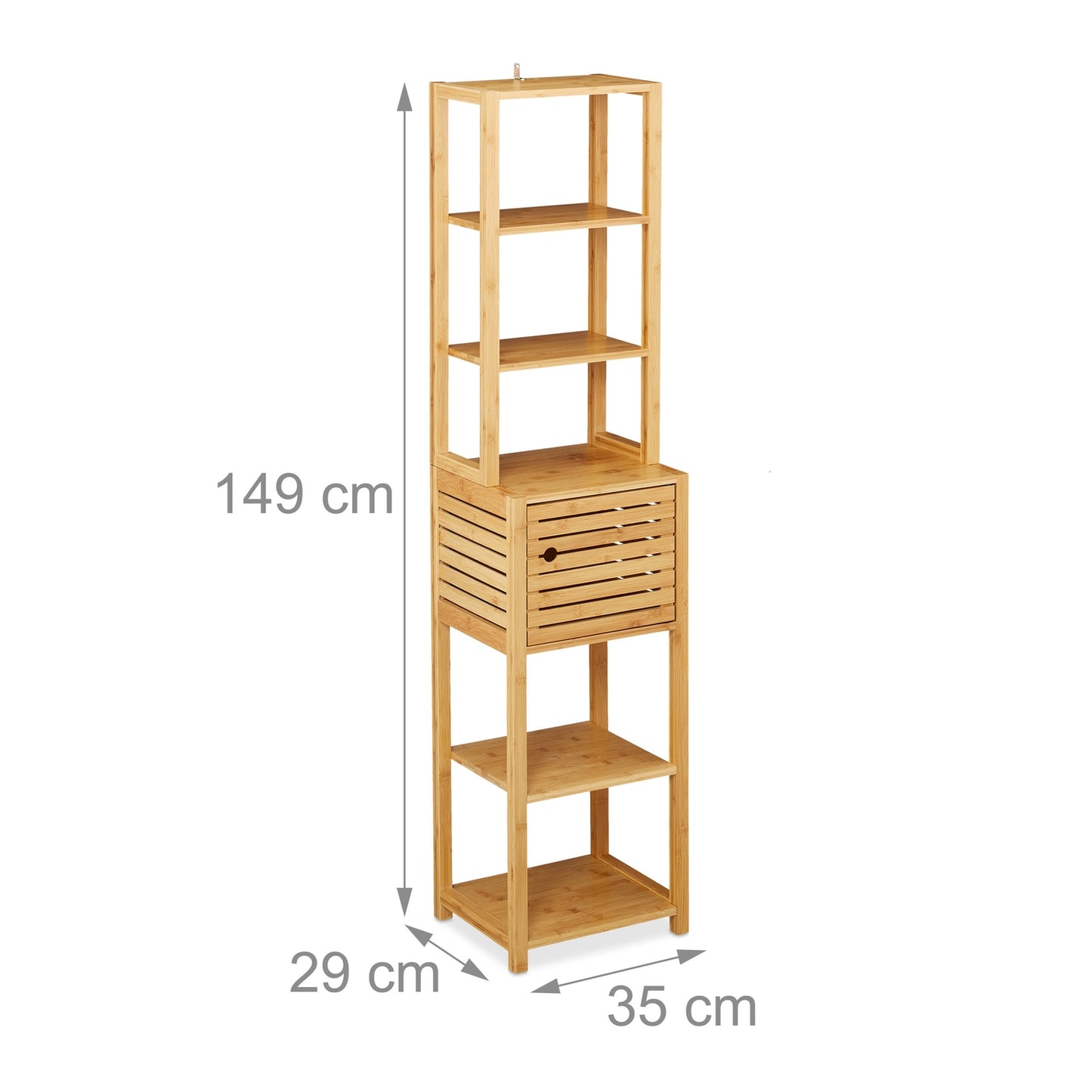 Bamboo bathroom shelf with 5 shelves