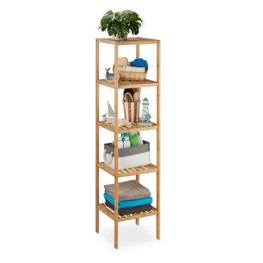 Bamboo bathroom shelf with 5 shelves