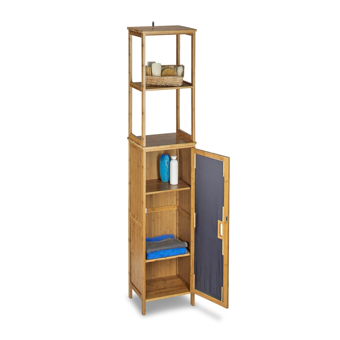 Bamboo bathroom shelf with 5 shelves