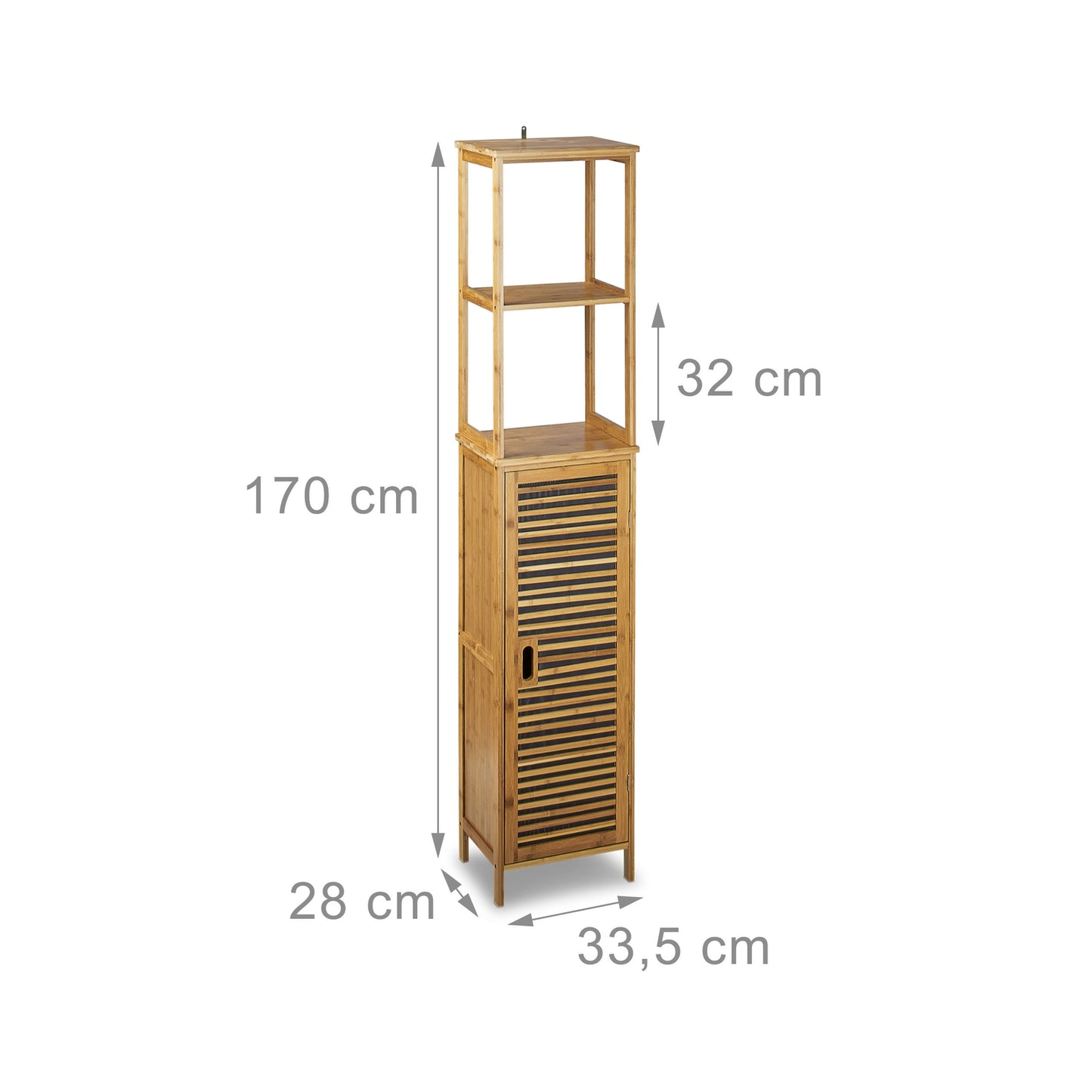 Bamboo bathroom shelf with 5 shelves