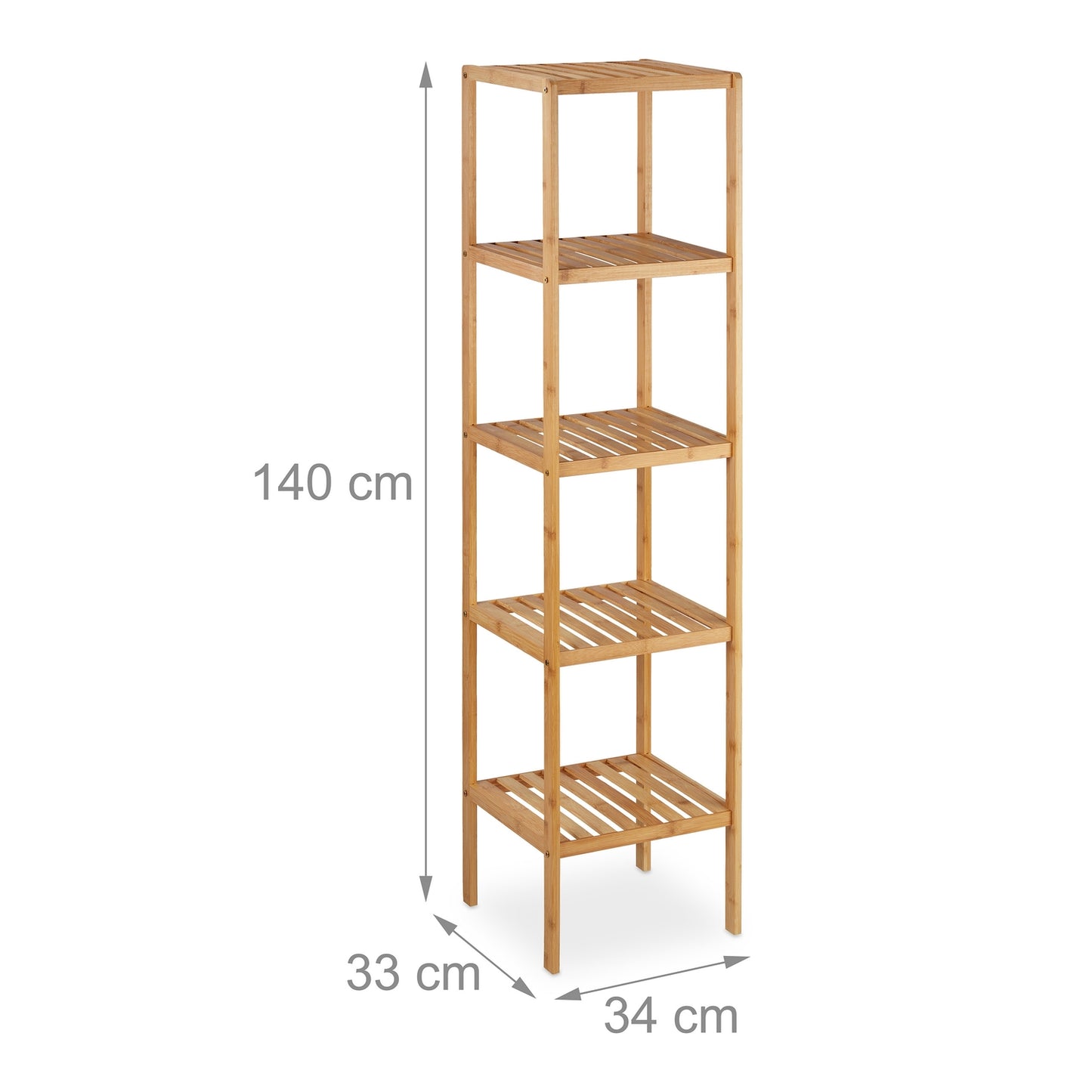 Bamboo bathroom shelf with 5 shelves