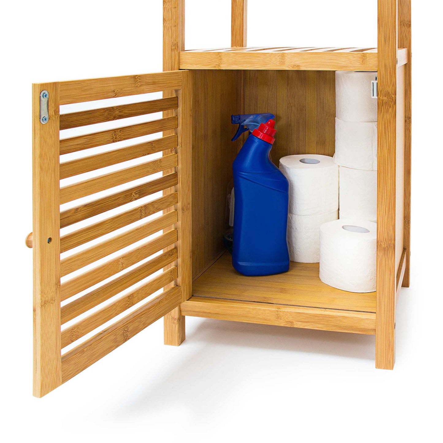 Bamboo bathroom shelf with door
