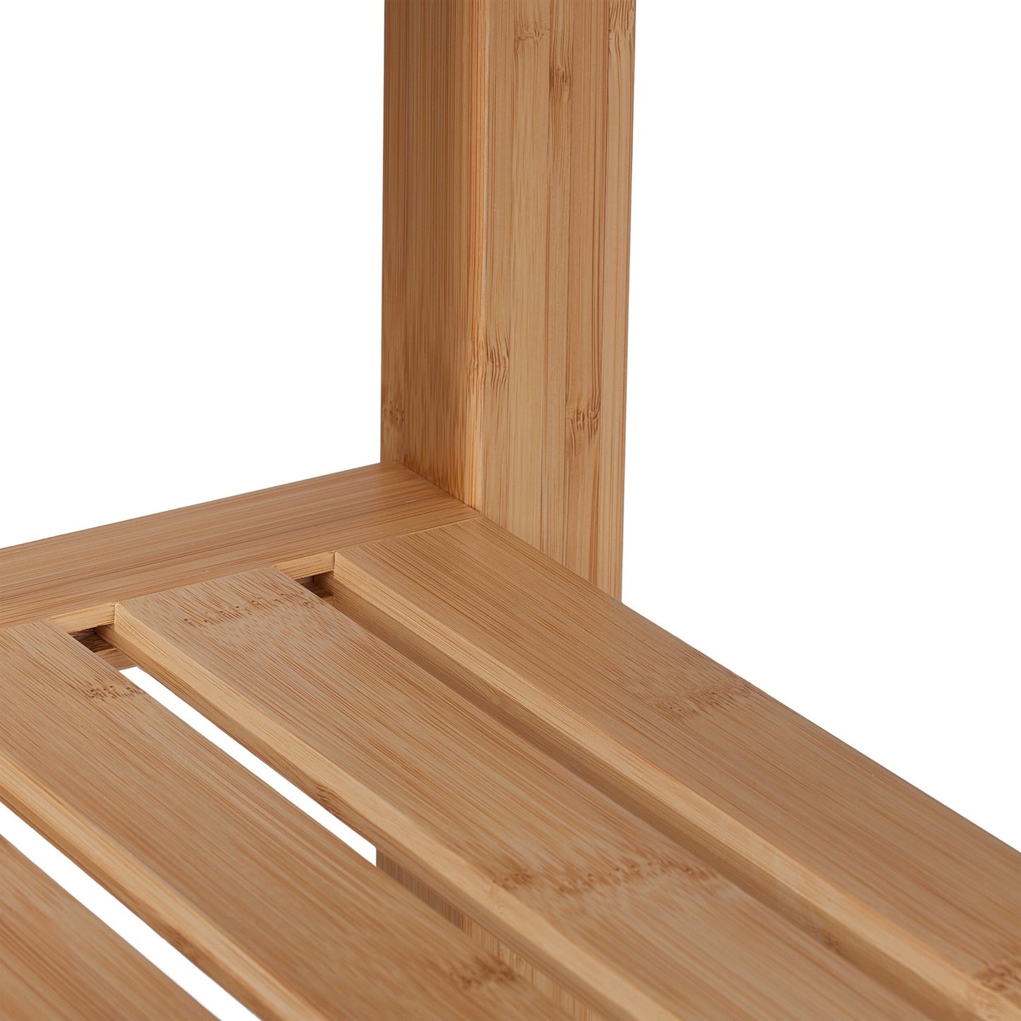Bamboo bathroom stool with handle and shelf