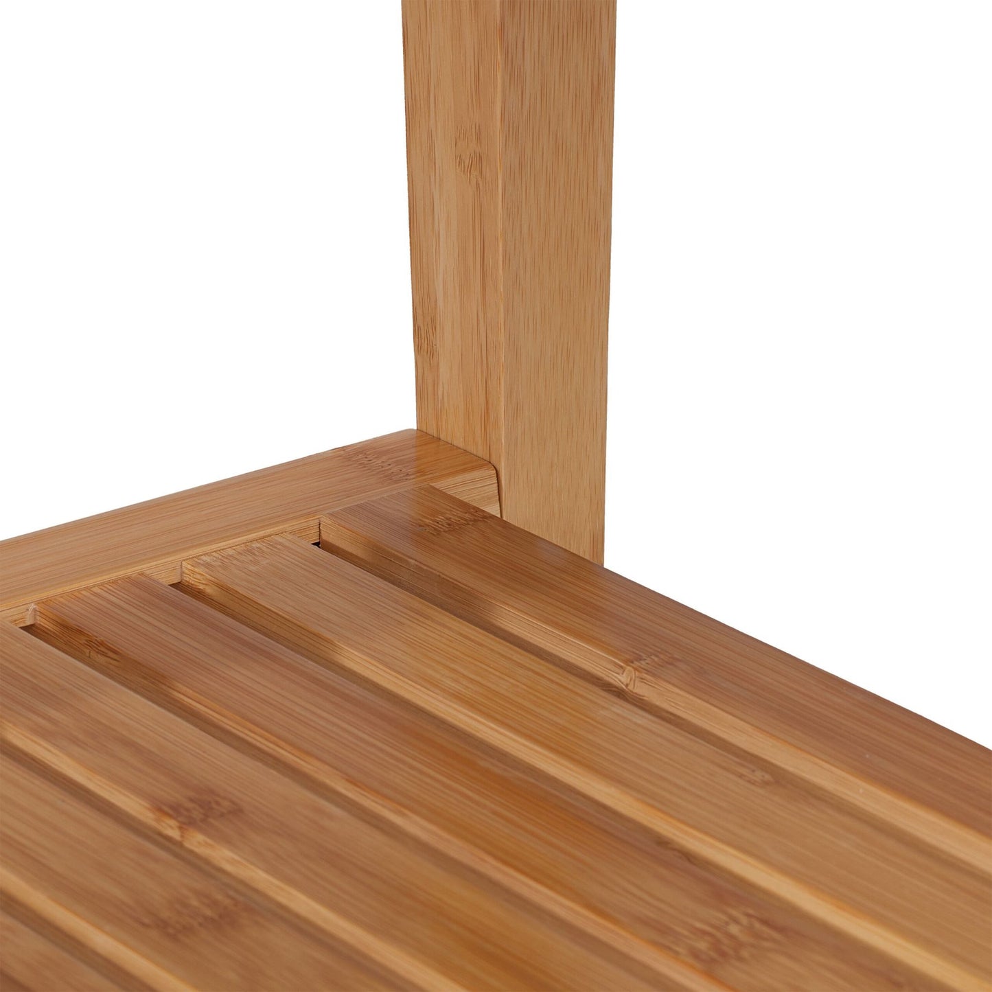 Bamboo bathroom stool with shelf