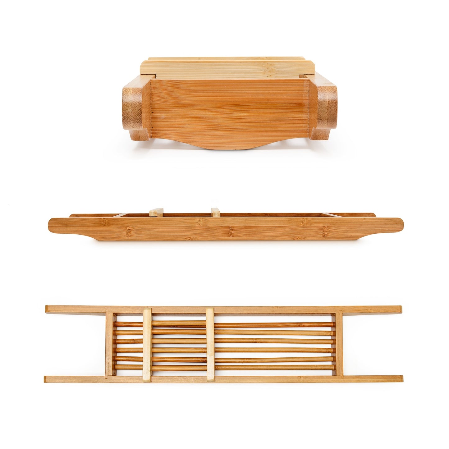 Bamboo bathtub shelf with soap dish