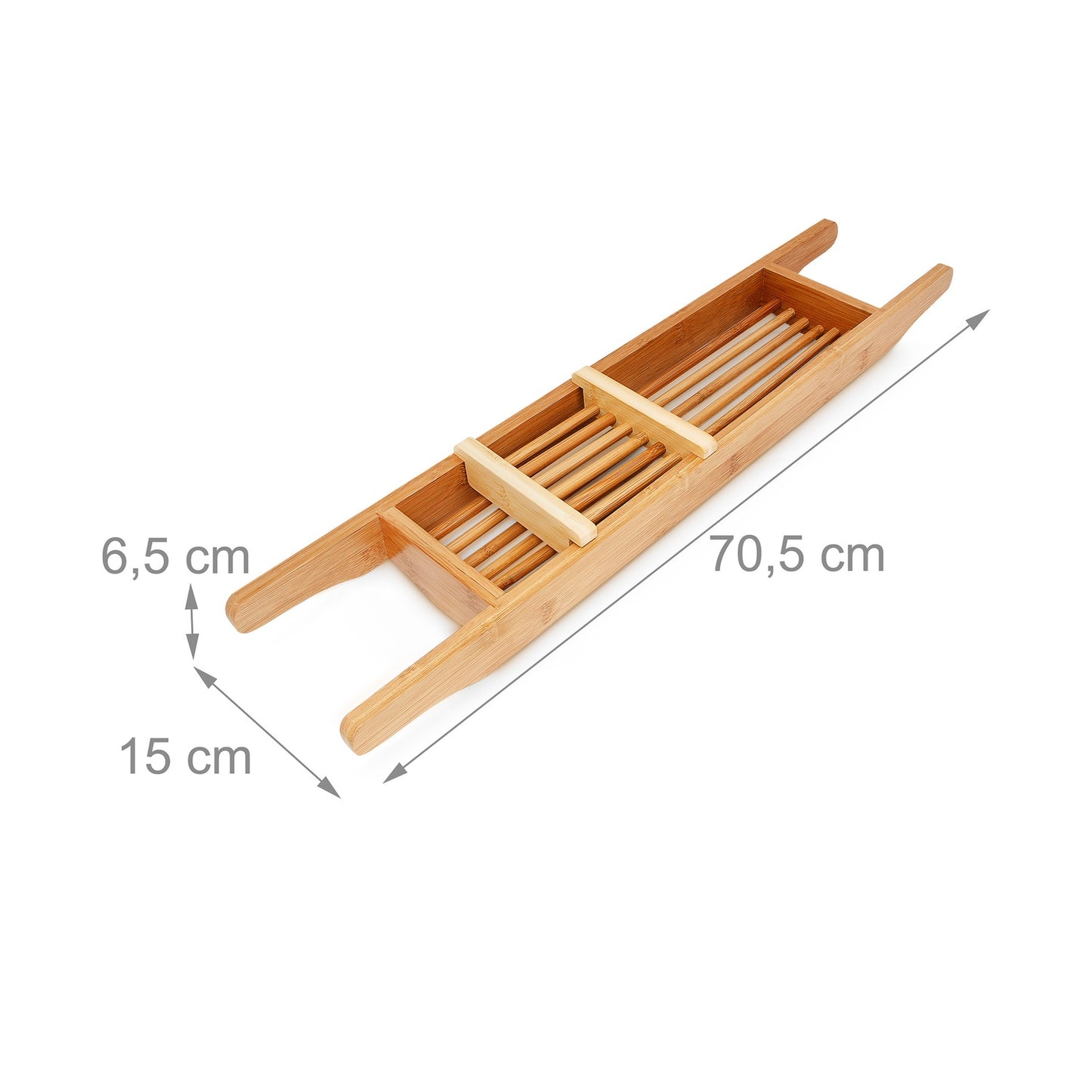 Bamboo bathtub shelf with soap dish