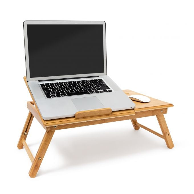 Bamboo bed tray with reading tab