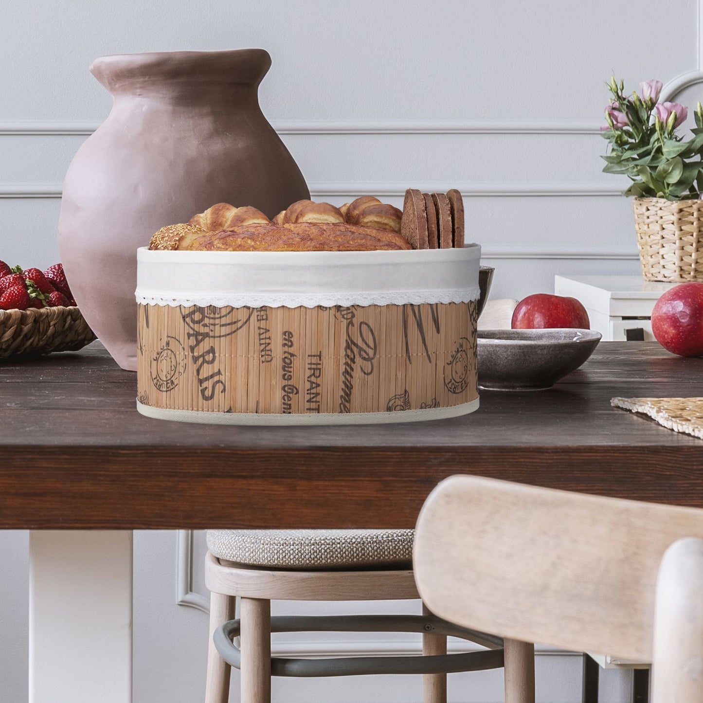 Bamboo bread basket with fabric insert