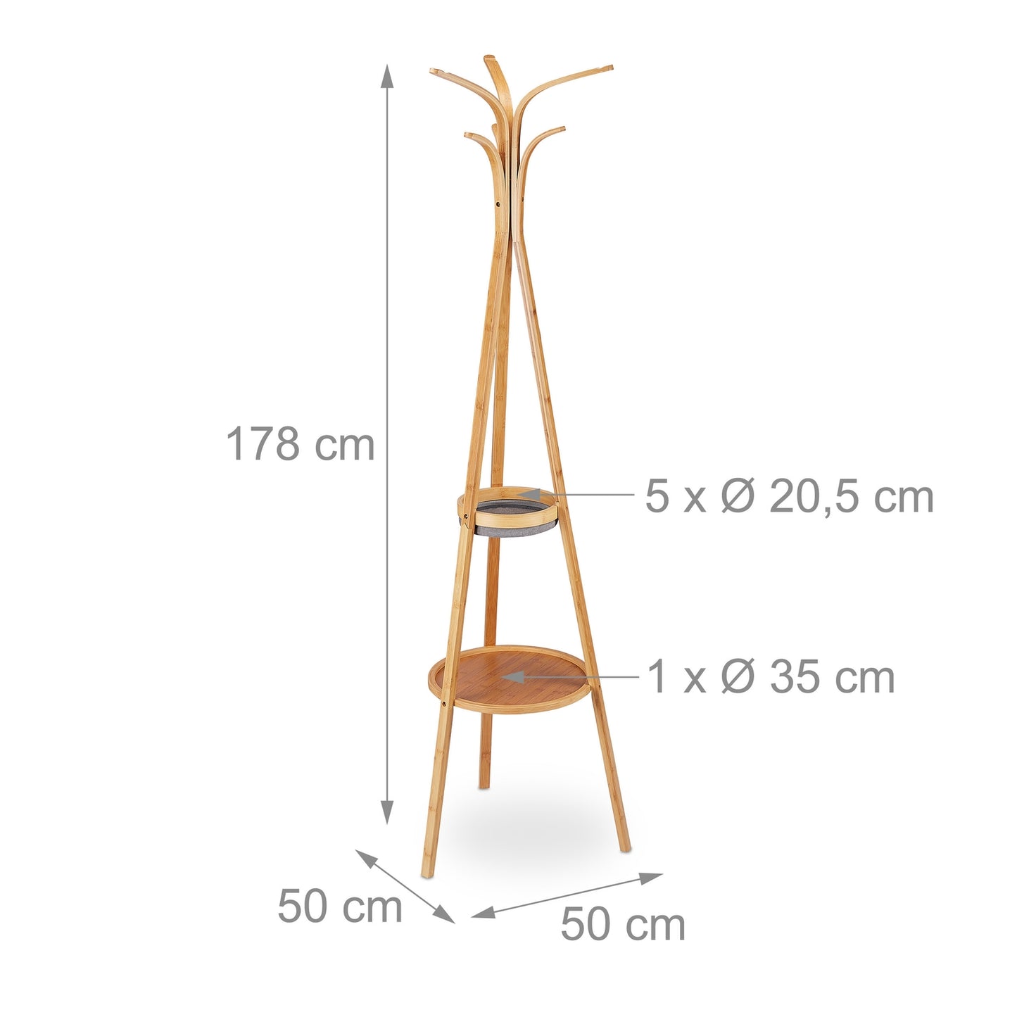 Bamboo clothes hanger with shelves