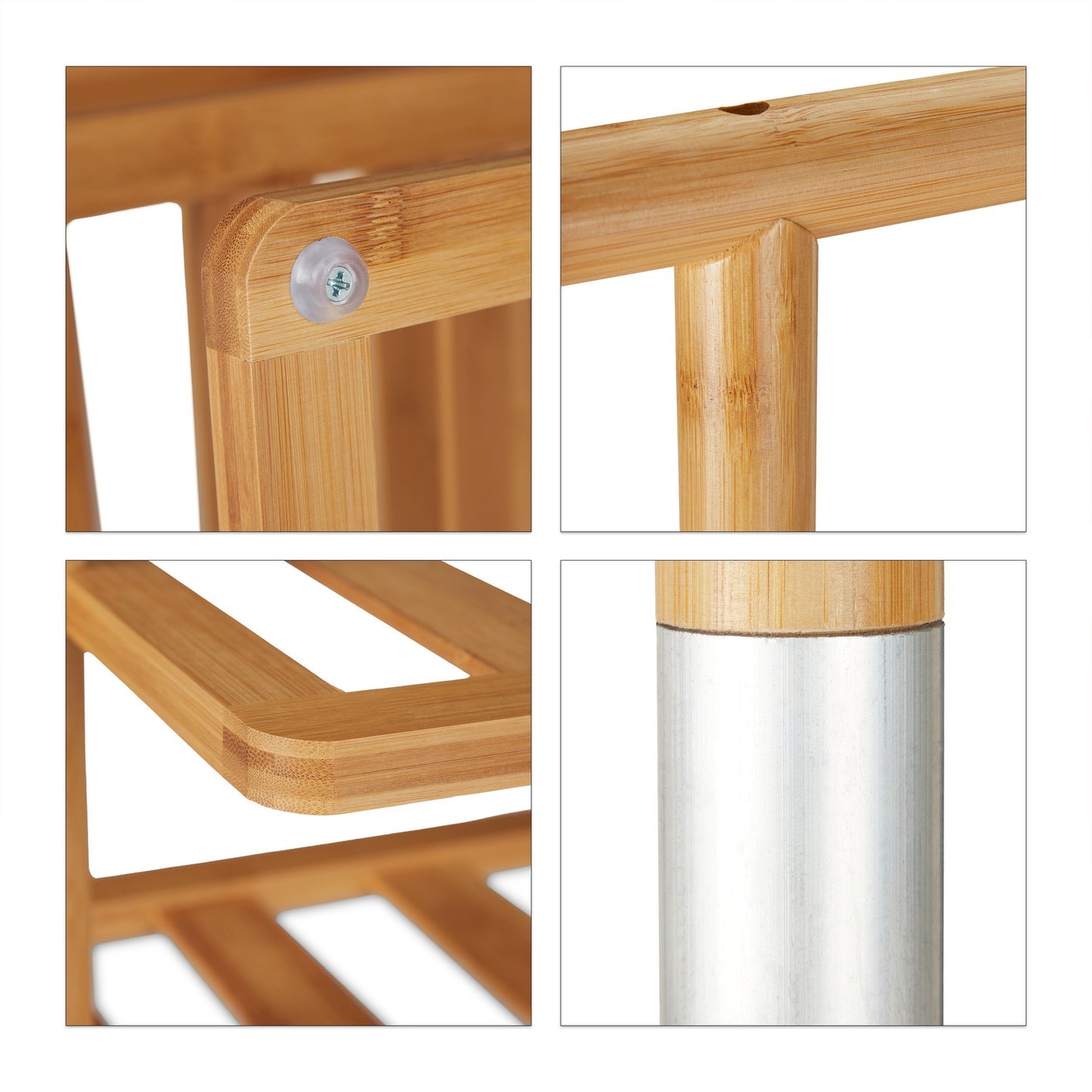 Bamboo clothes hanger with shelves