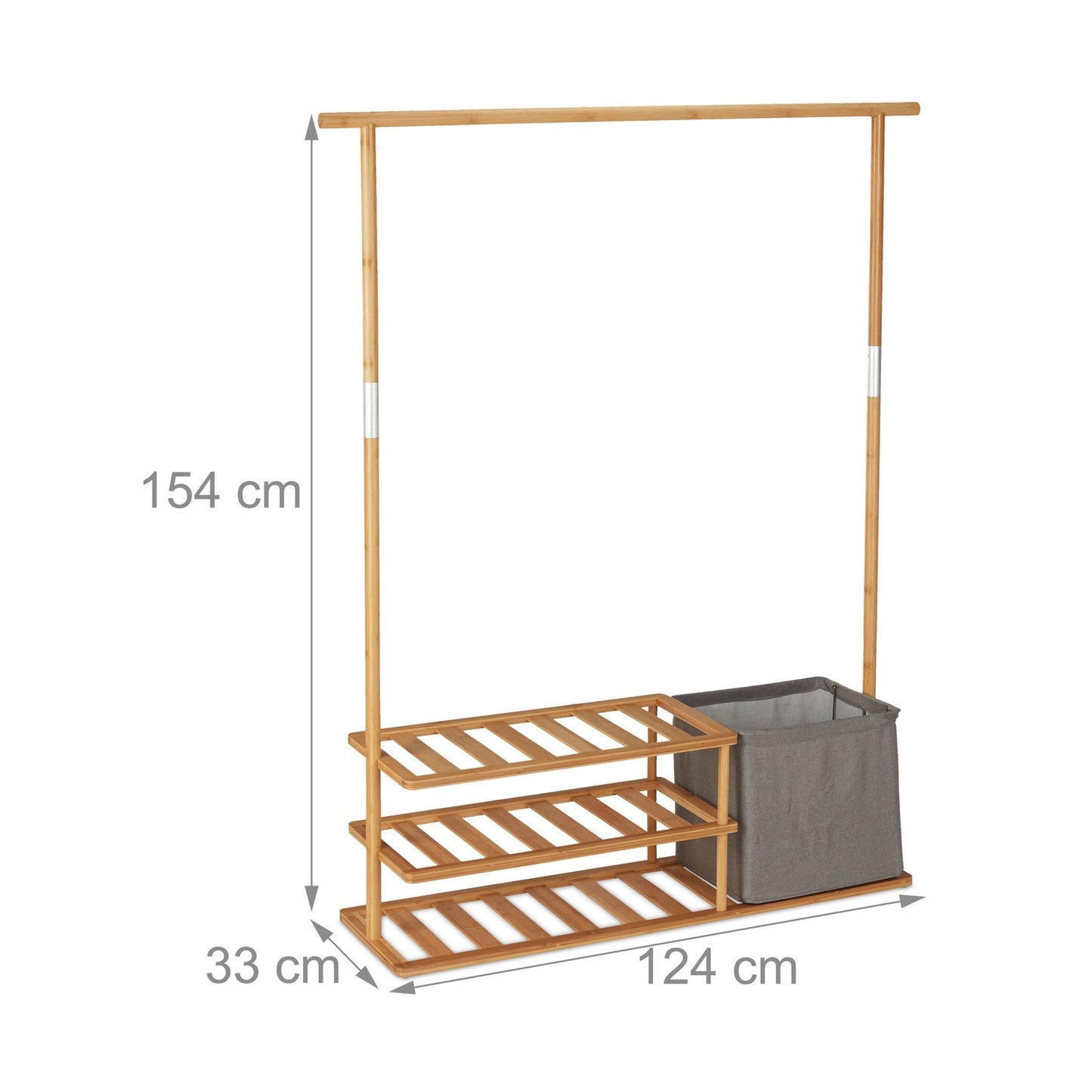Bamboo clothes hanger with shelves