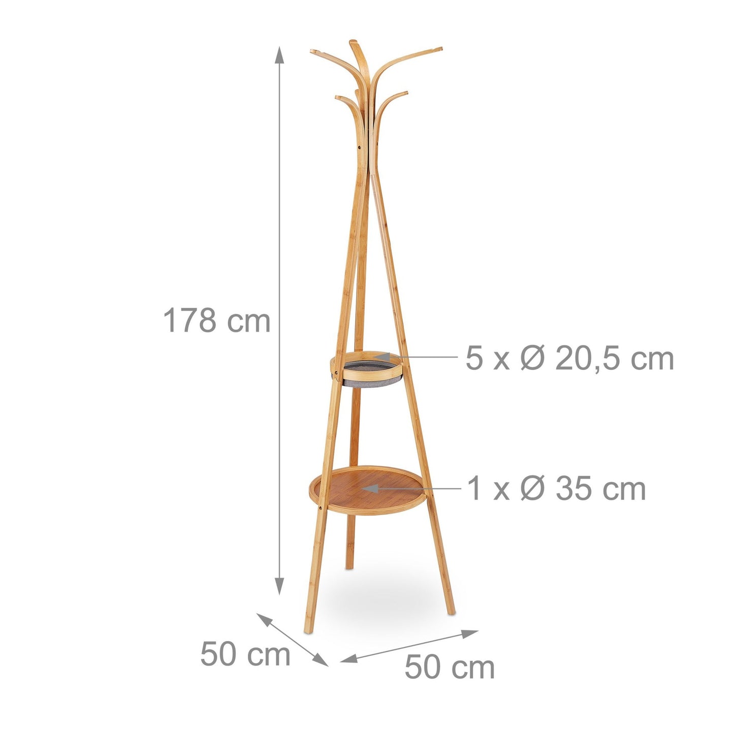 Bamboo clothes hanger with shelves