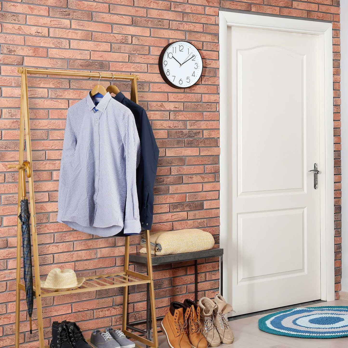 Bamboo clothes rack on wheels large