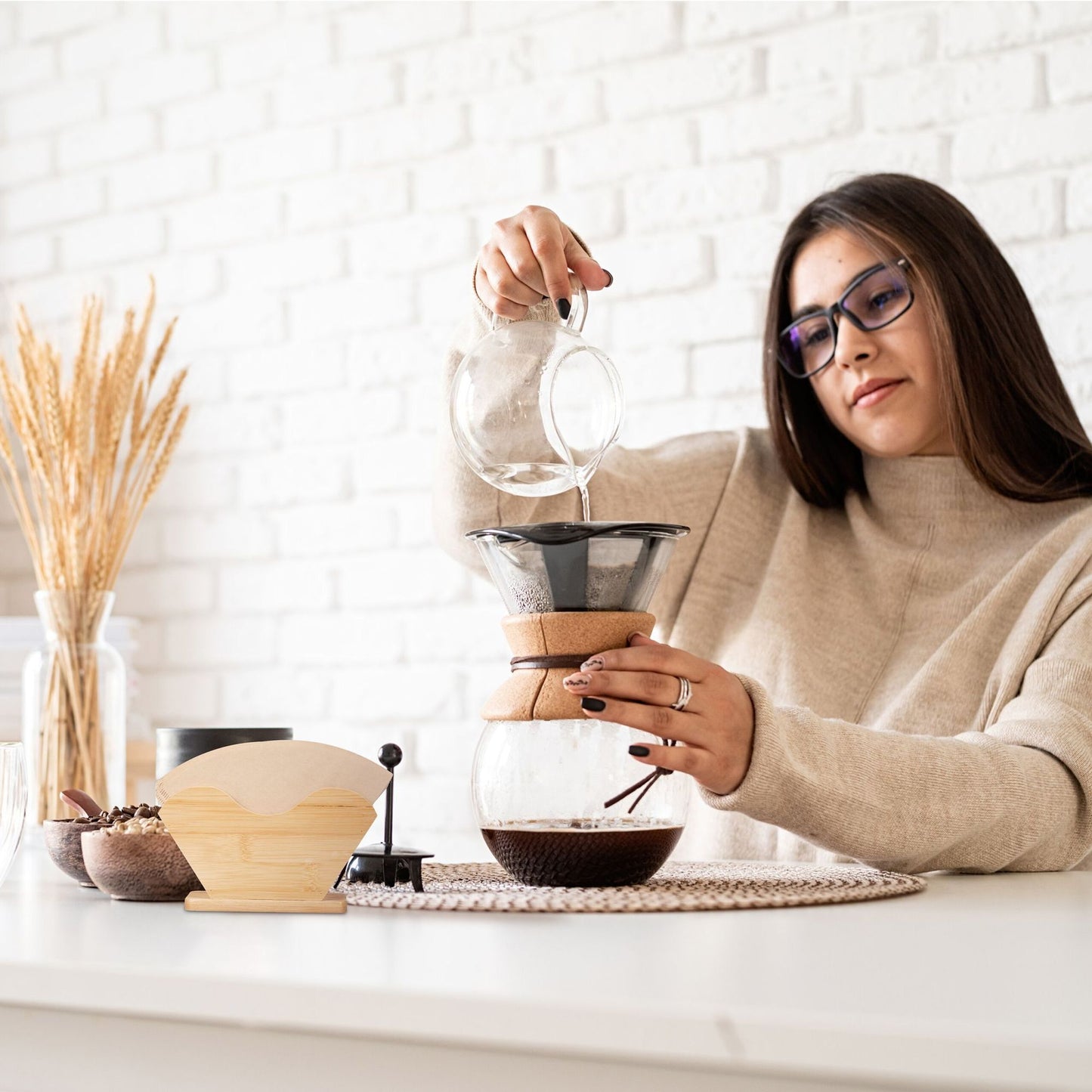 Bamboo coffee filter holder