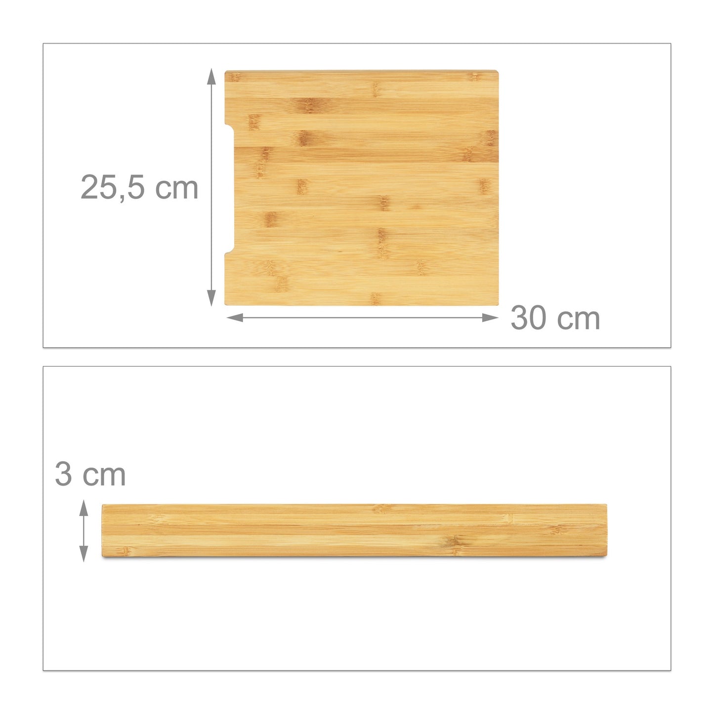 Bamboo cutting board with drip tray