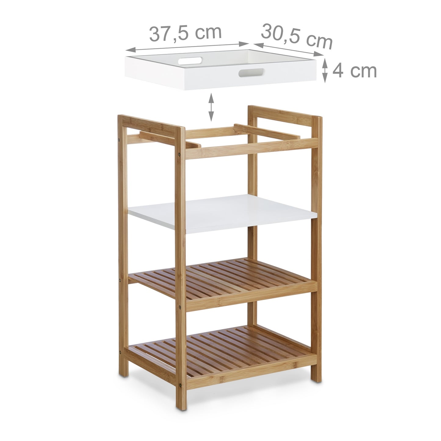 Bamboo kitchen shelf with tray