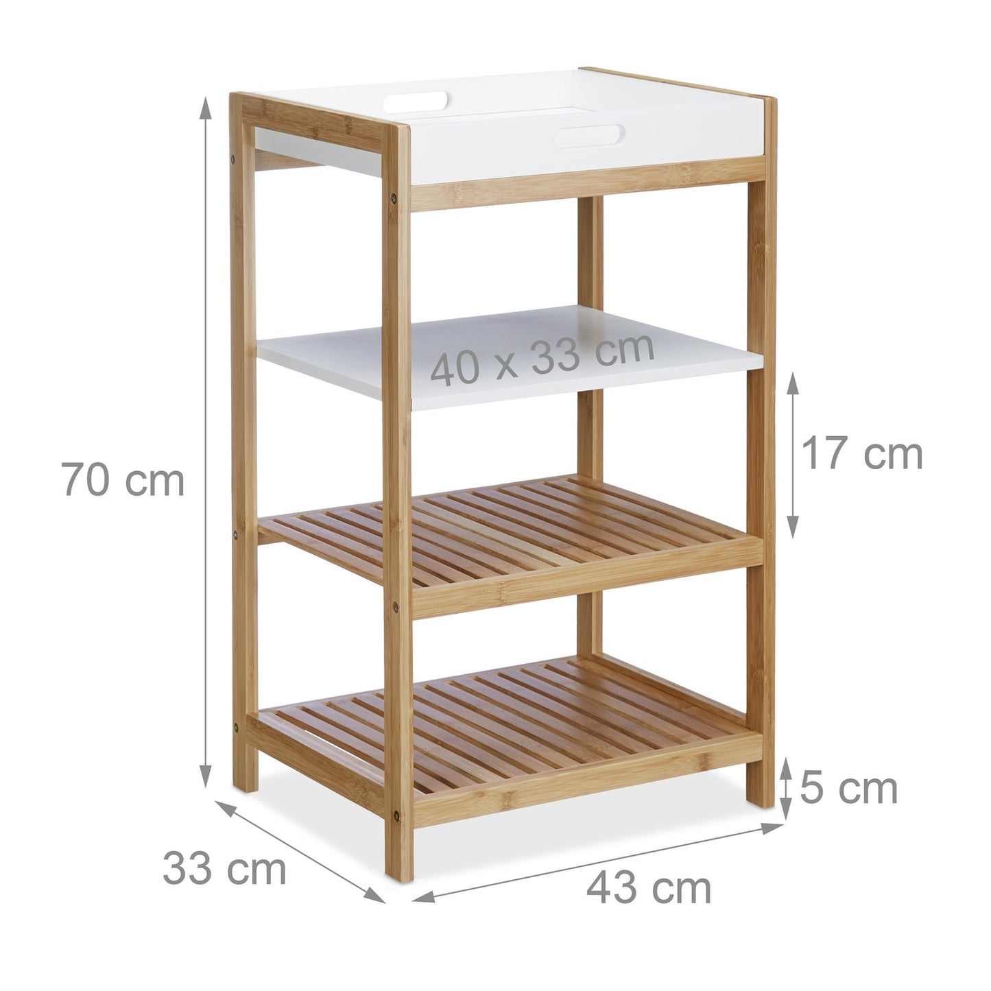 Bamboo kitchen shelf with tray