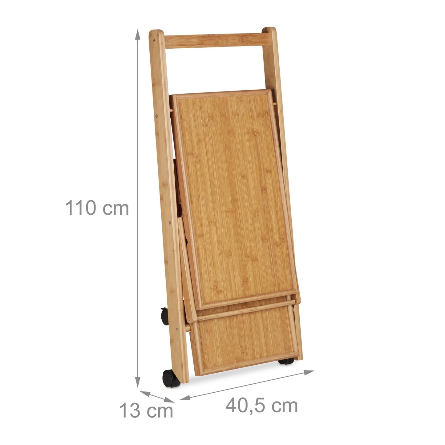Bamboo kitchen trolley with 2 shelves