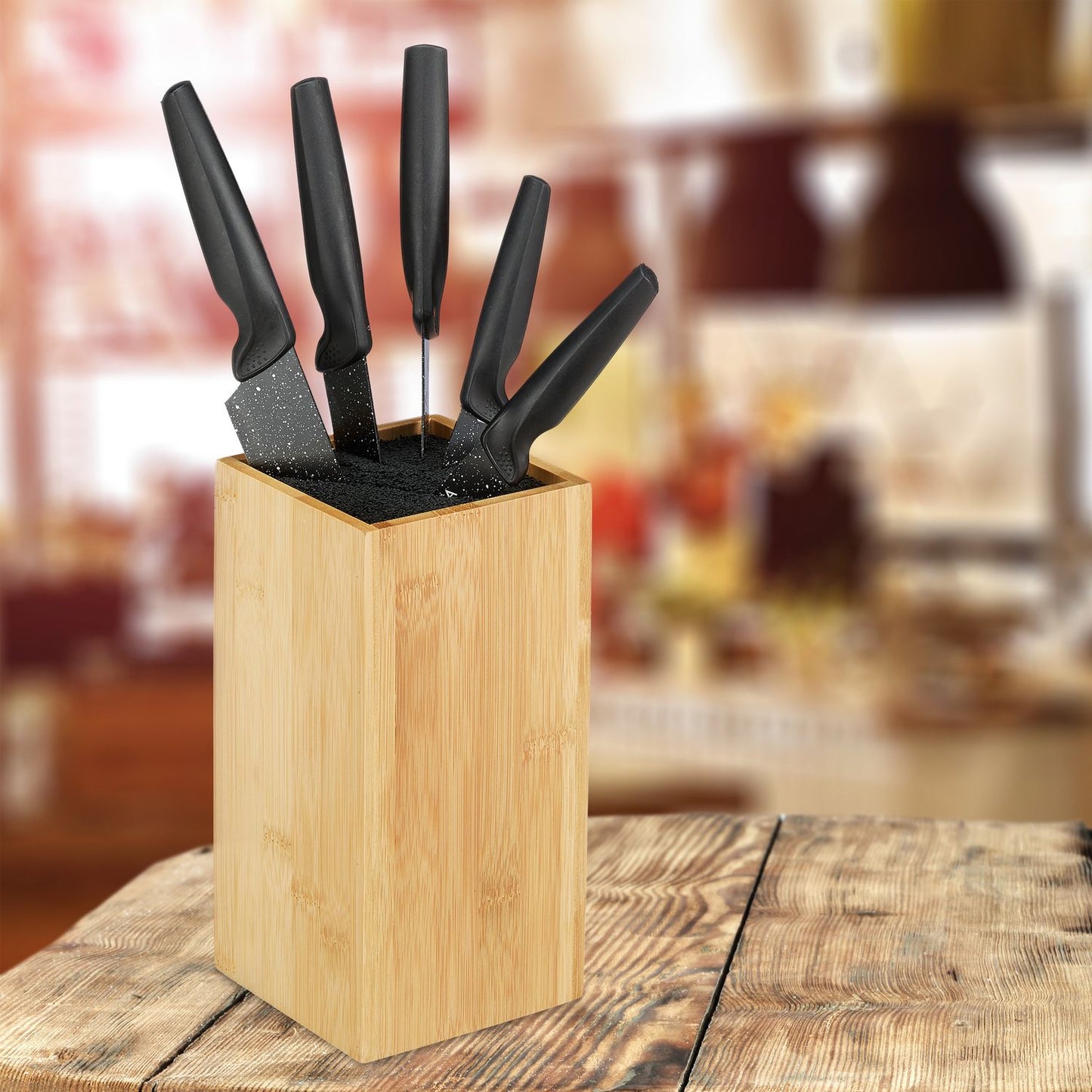 Bamboo knife block without knives