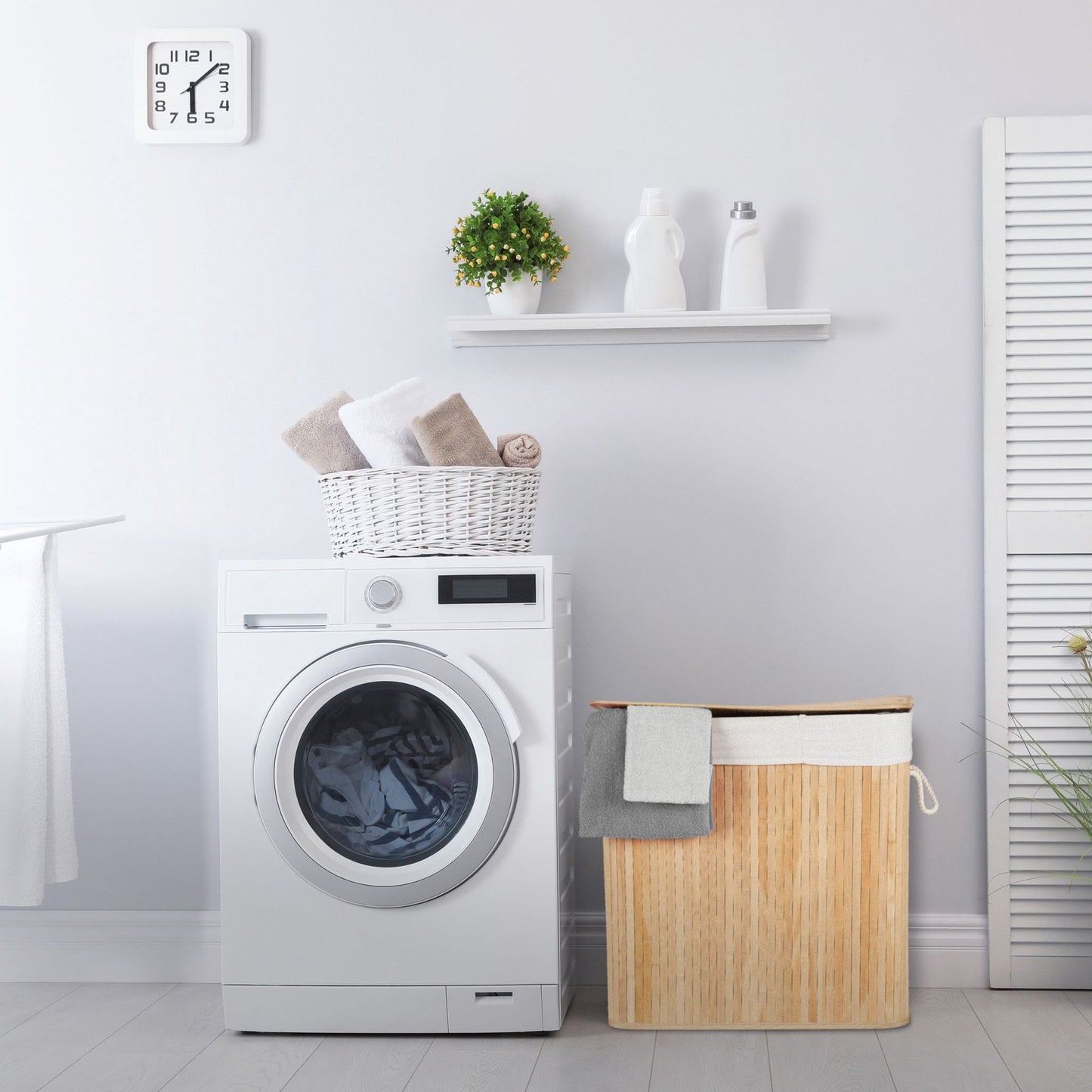 Bamboo laundry basket 3 compartments