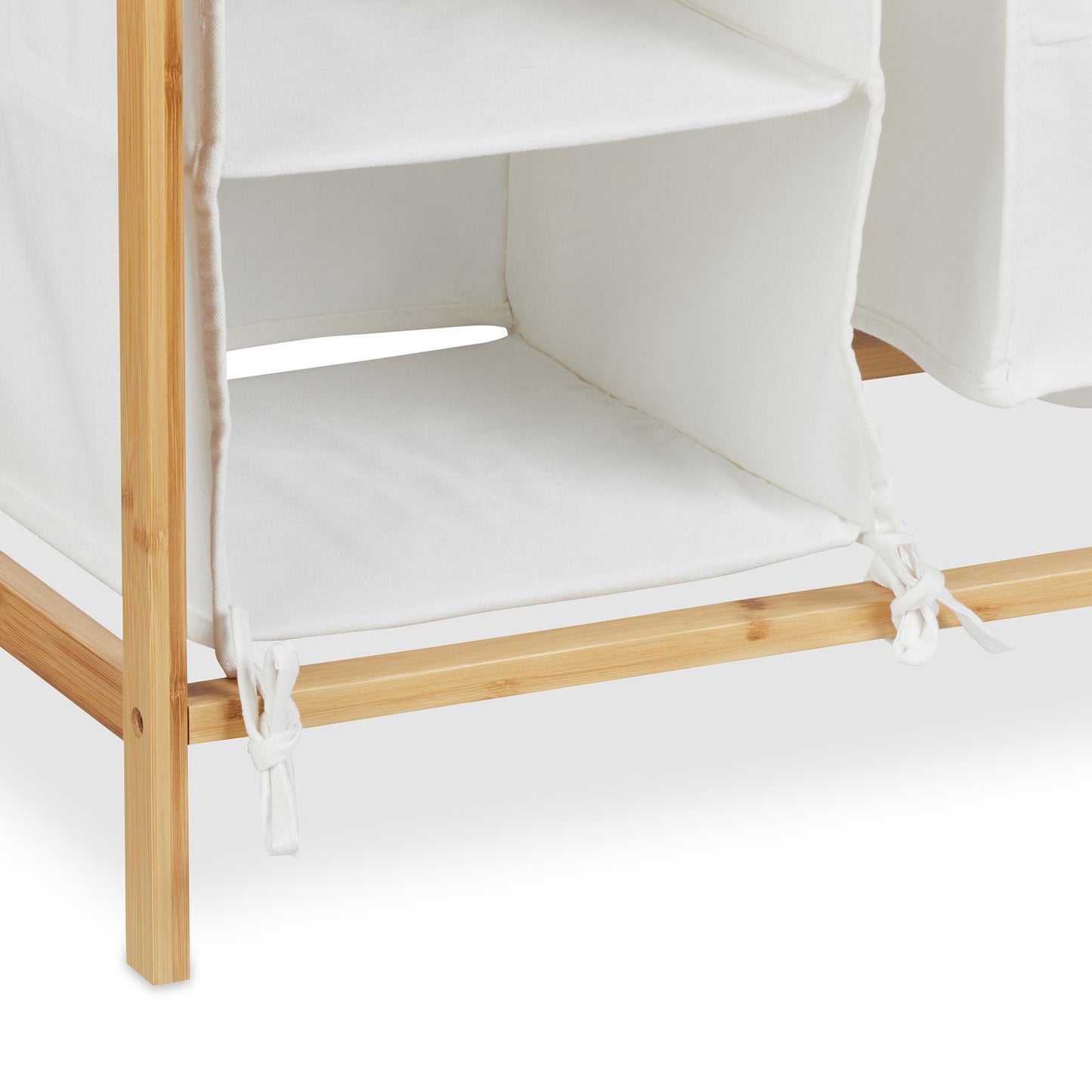 Bamboo laundry basket shelf