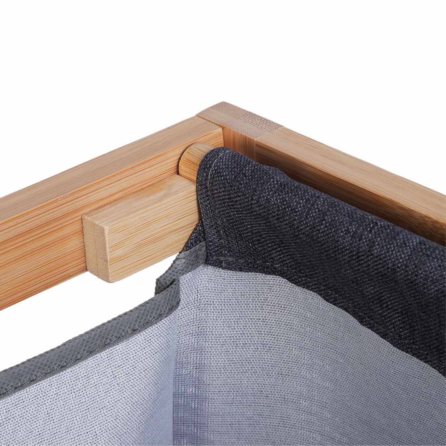 Bamboo laundry basket shelf