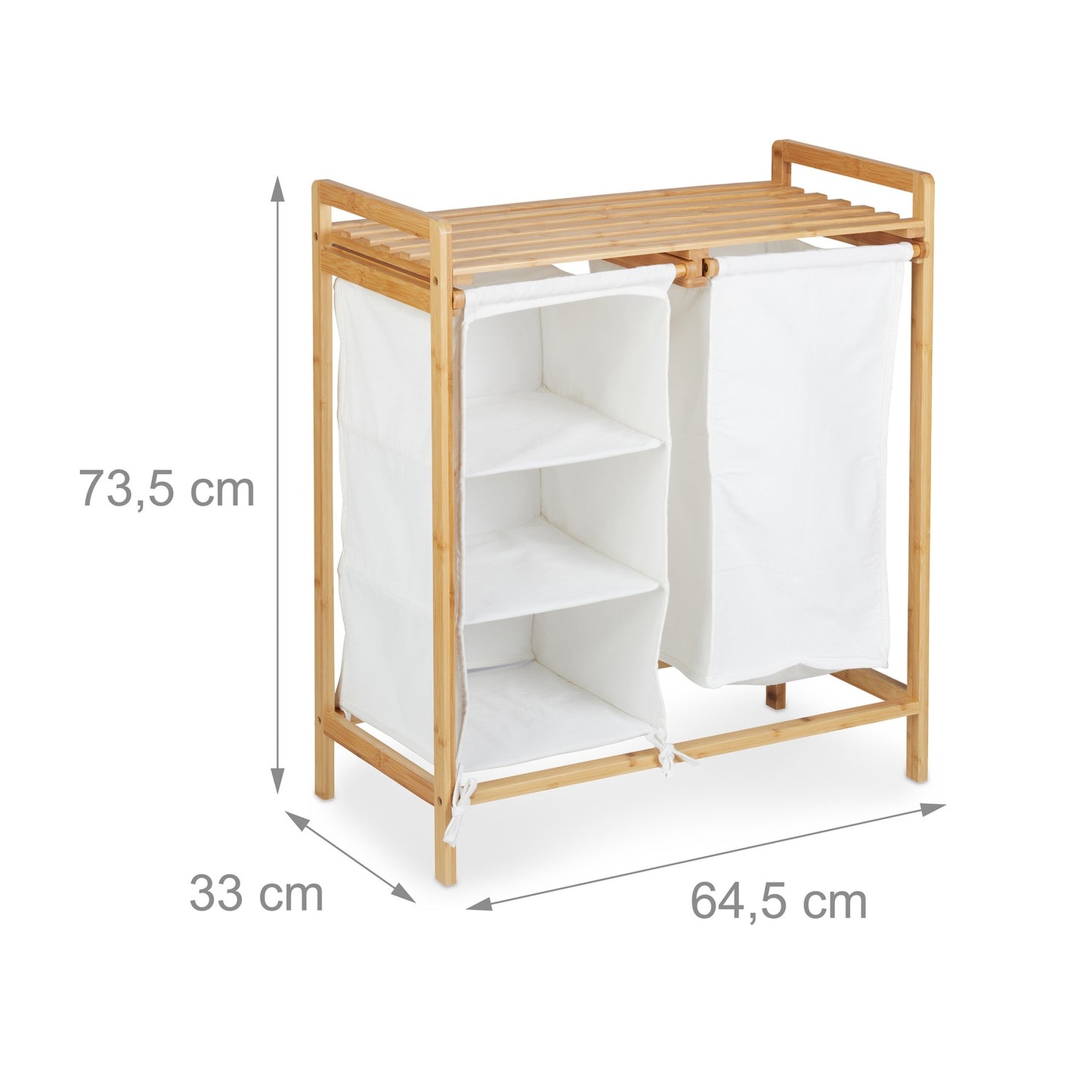 Bamboo laundry basket shelf