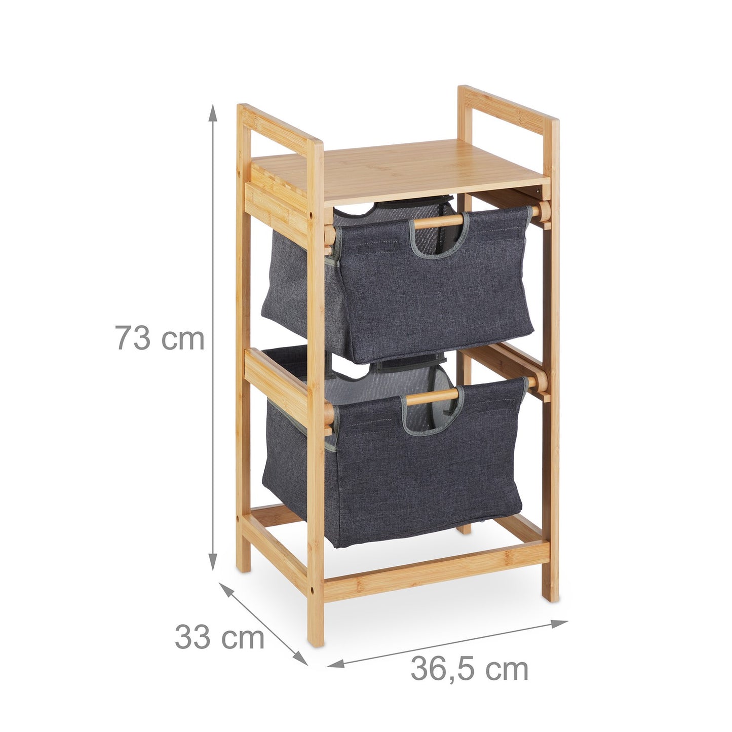 Bamboo laundry basket shelf