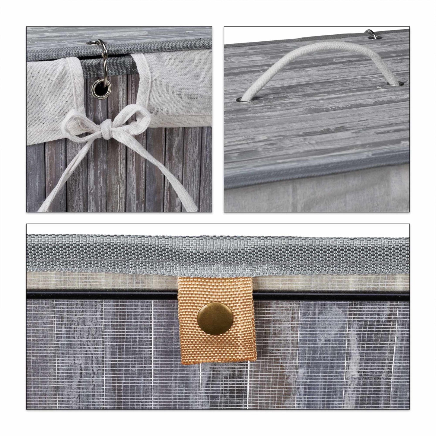 Bamboo laundry basket with 2 compartments