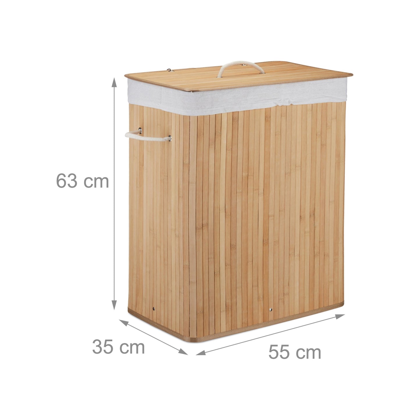 Bamboo laundry basket with 2 compartments