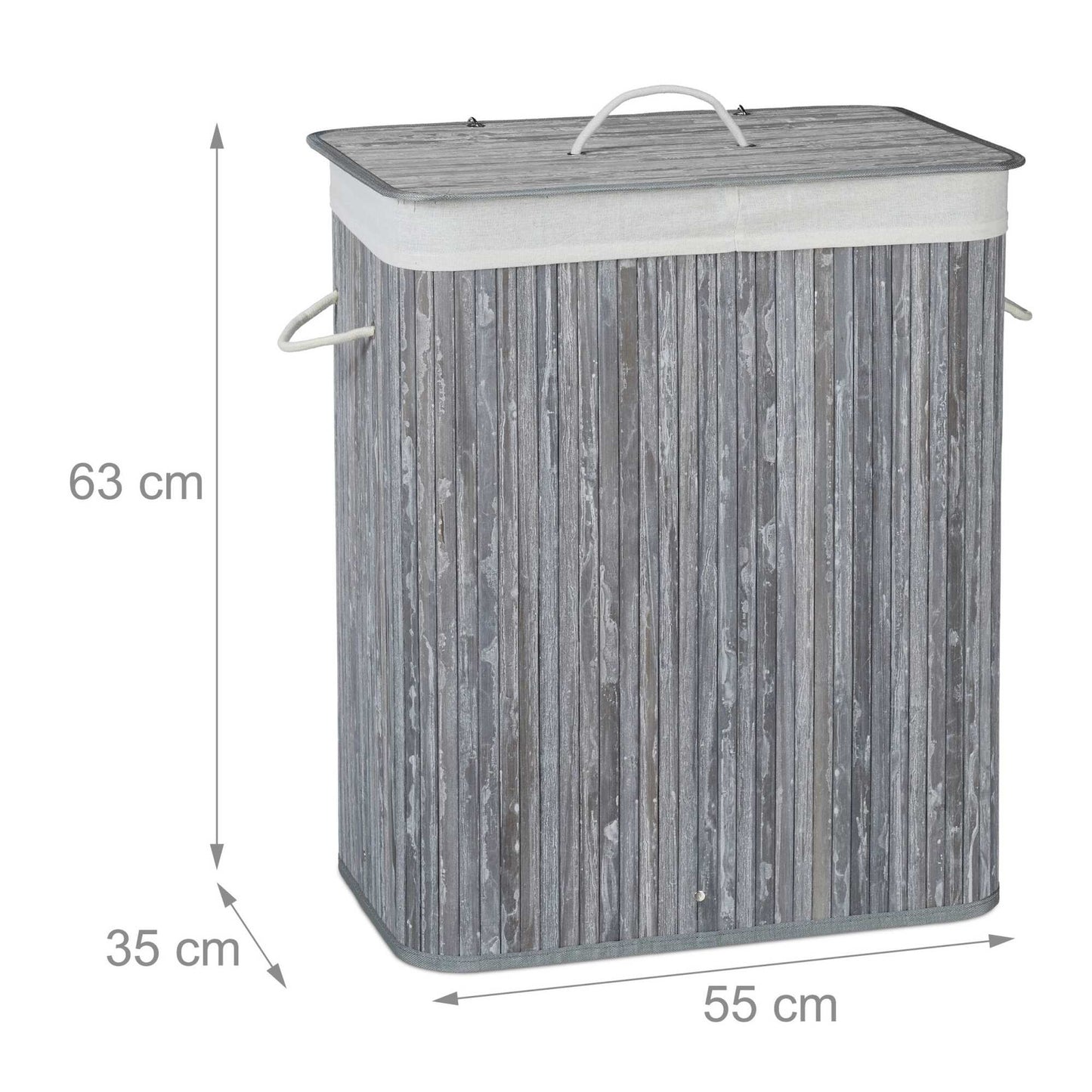 Bamboo laundry basket with 2 compartments