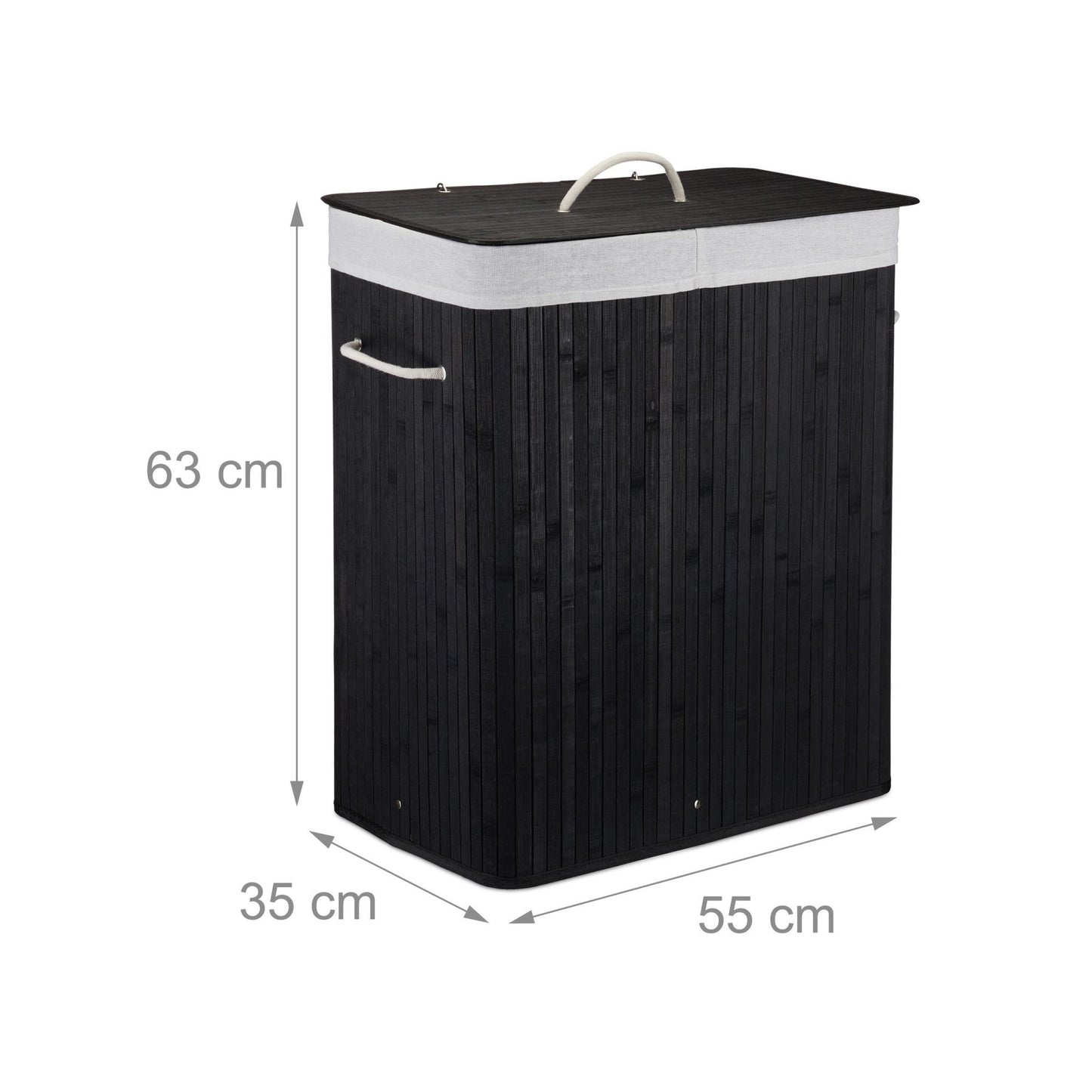 Bamboo laundry basket with 2 compartments