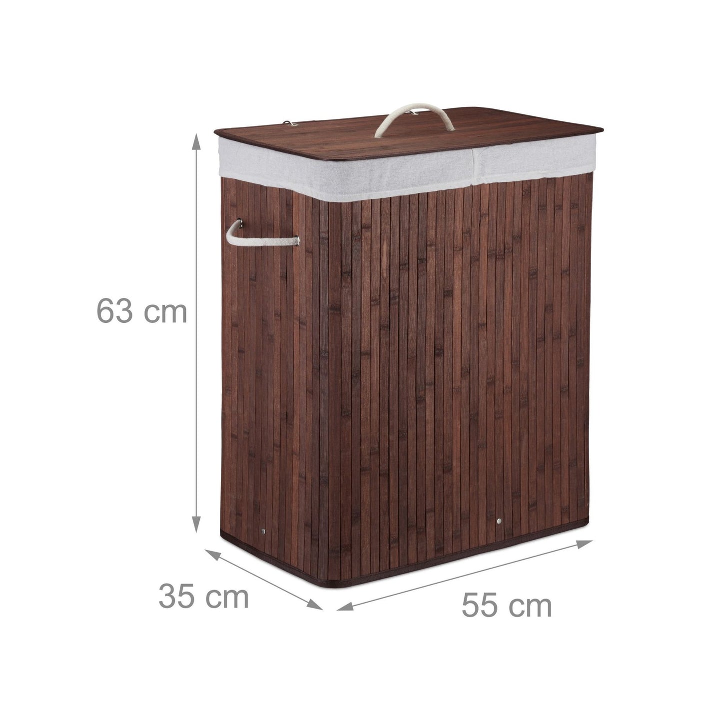 Bamboo laundry basket with 2 compartments